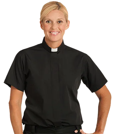 Tab Collar Clergy Shirt Short Sleeve for Women