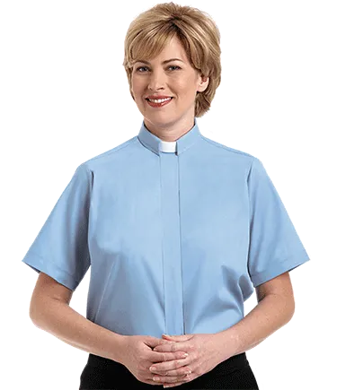 Tab Collar Clergy Shirt Short Sleeve for Women