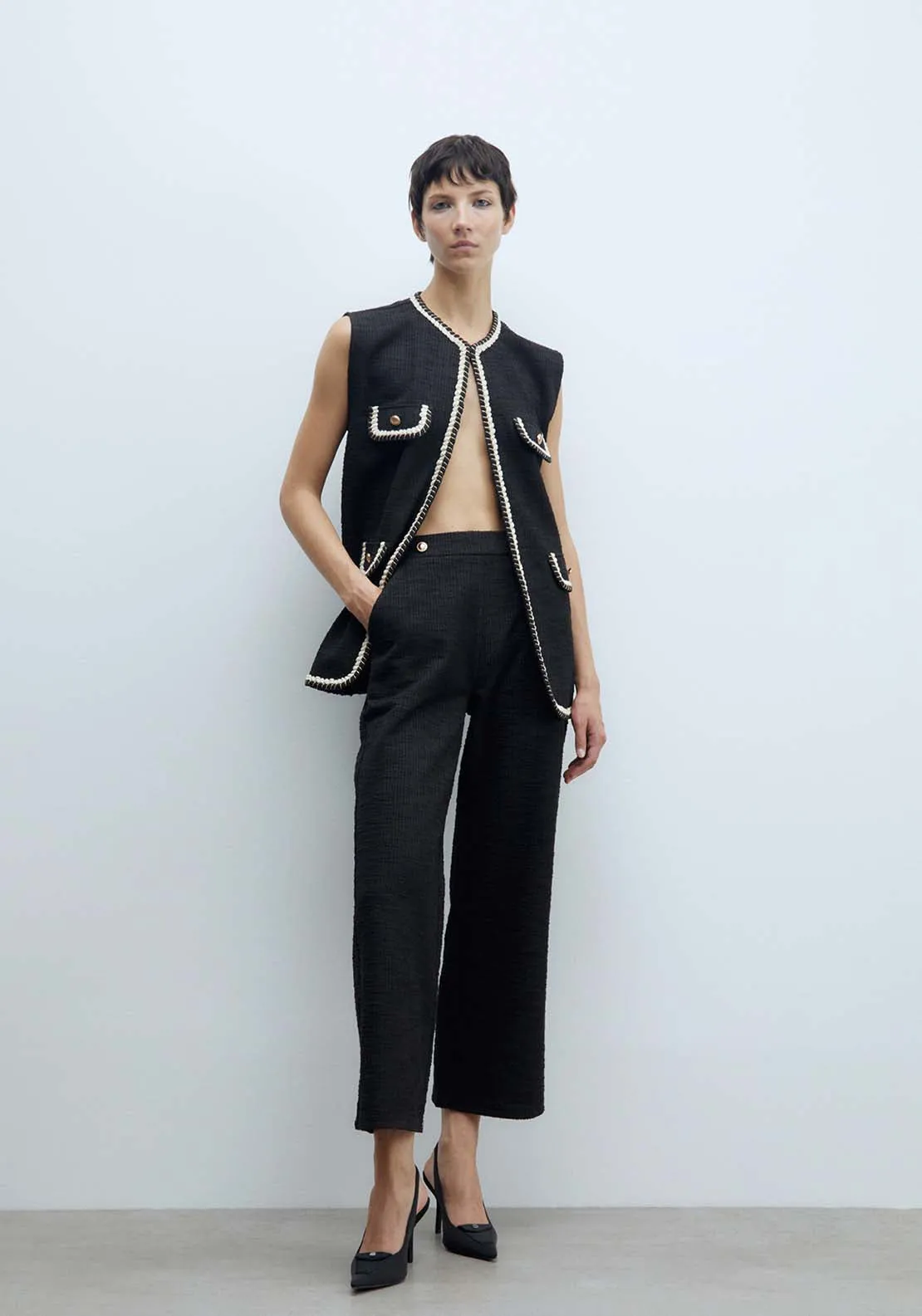 Textured Trousers - Black