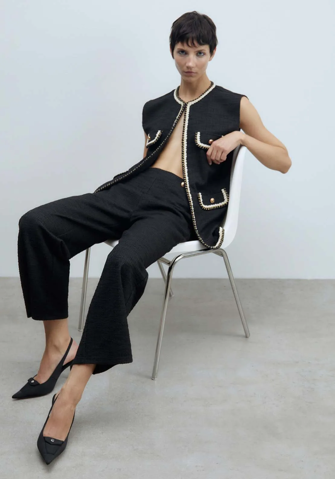 Textured Trousers - Black