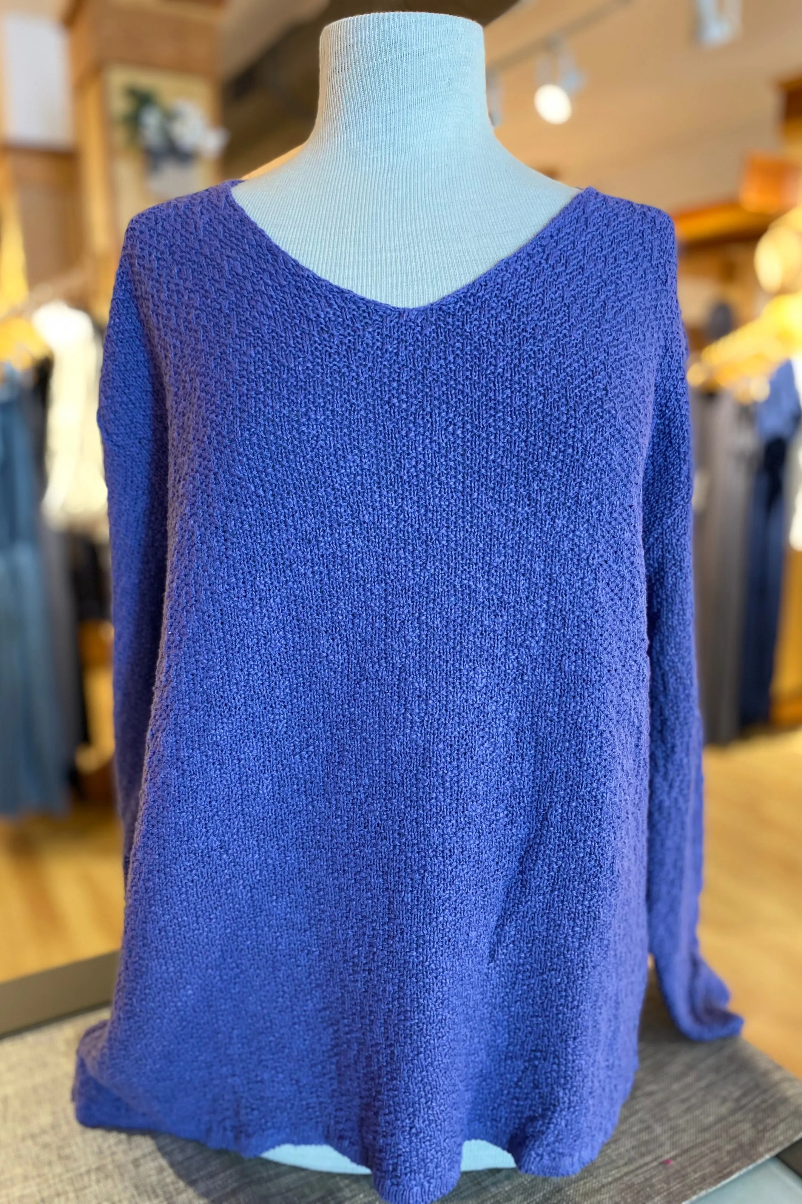 The Ultimate Cotton Sweater - Seed Stitch V Neck
