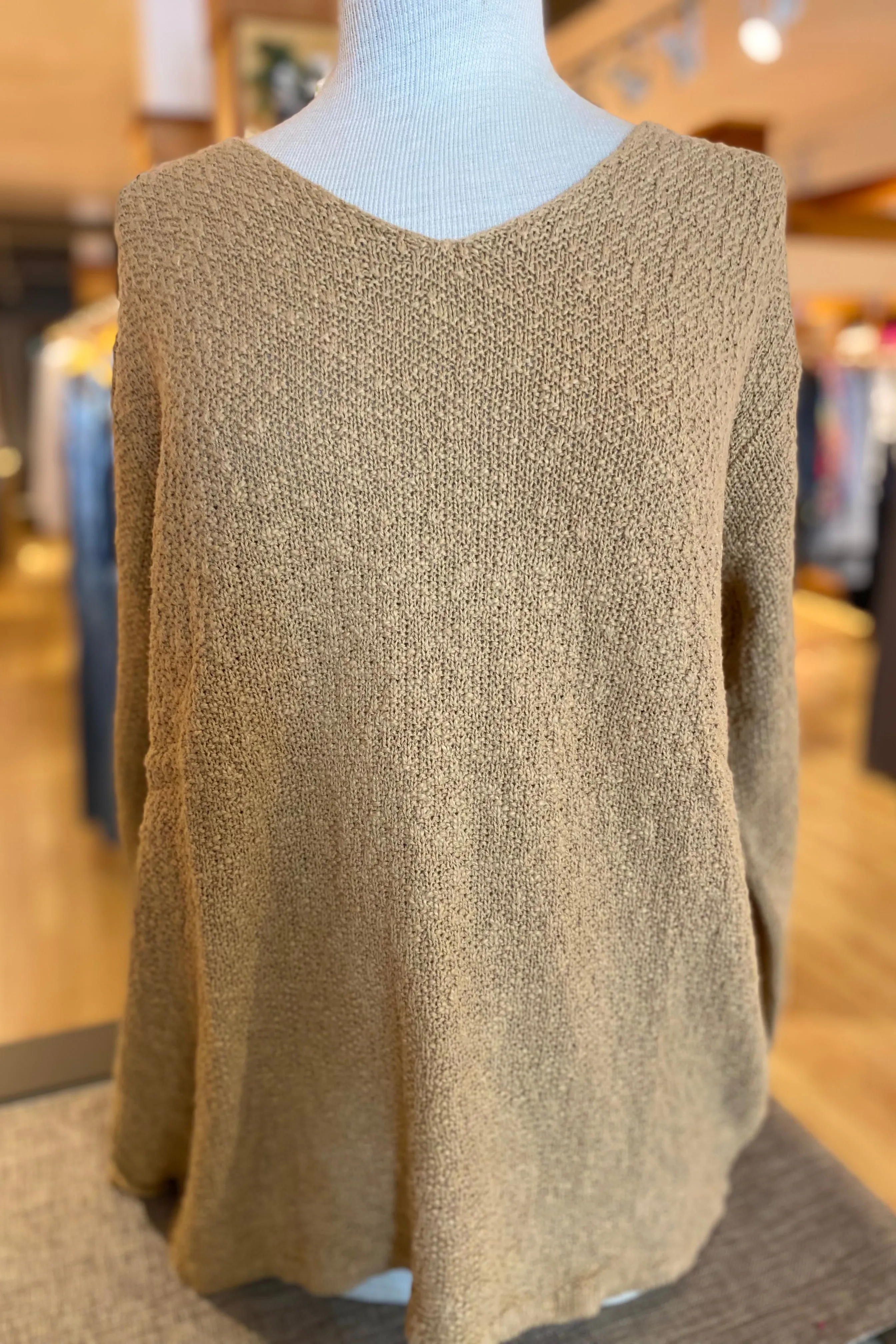 The Ultimate Cotton Sweater - Seed Stitch V Neck