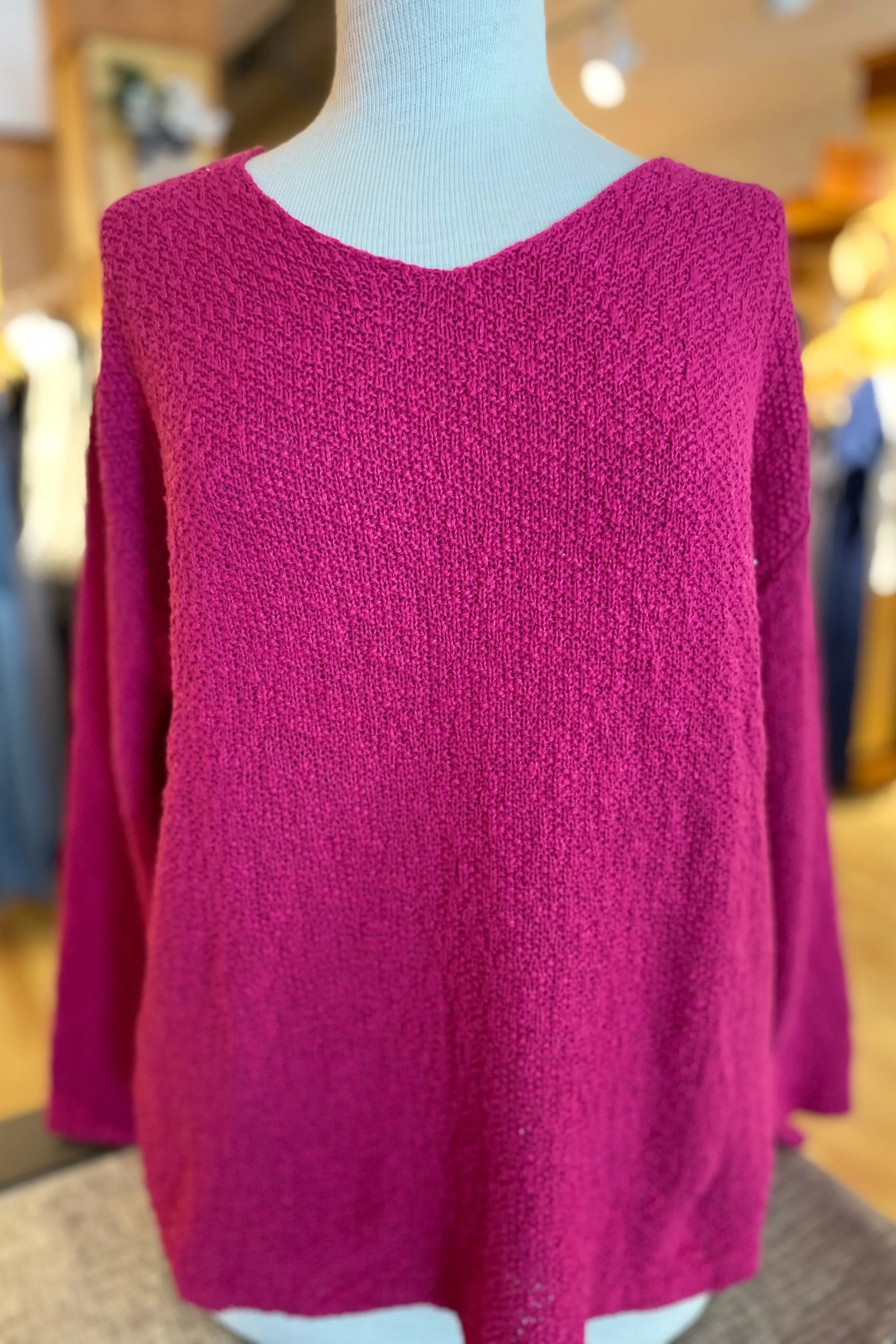 The Ultimate Cotton Sweater - Seed Stitch V Neck