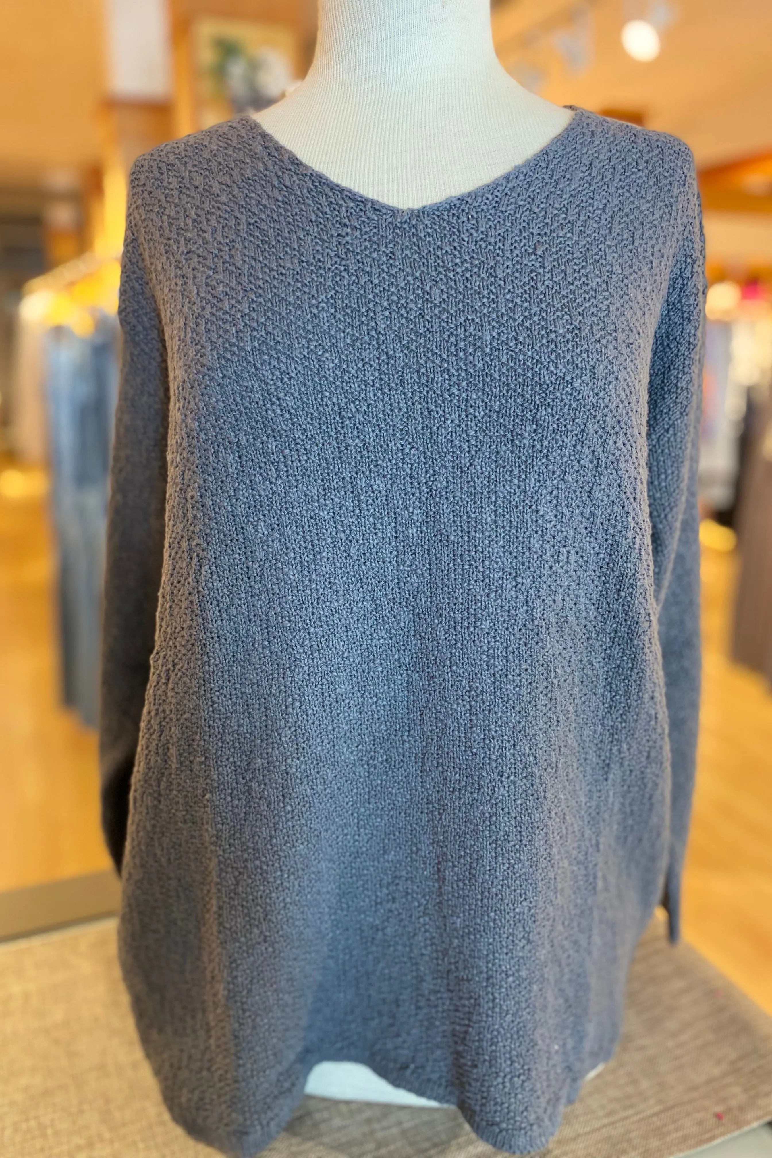 The Ultimate Cotton Sweater - Seed Stitch V Neck