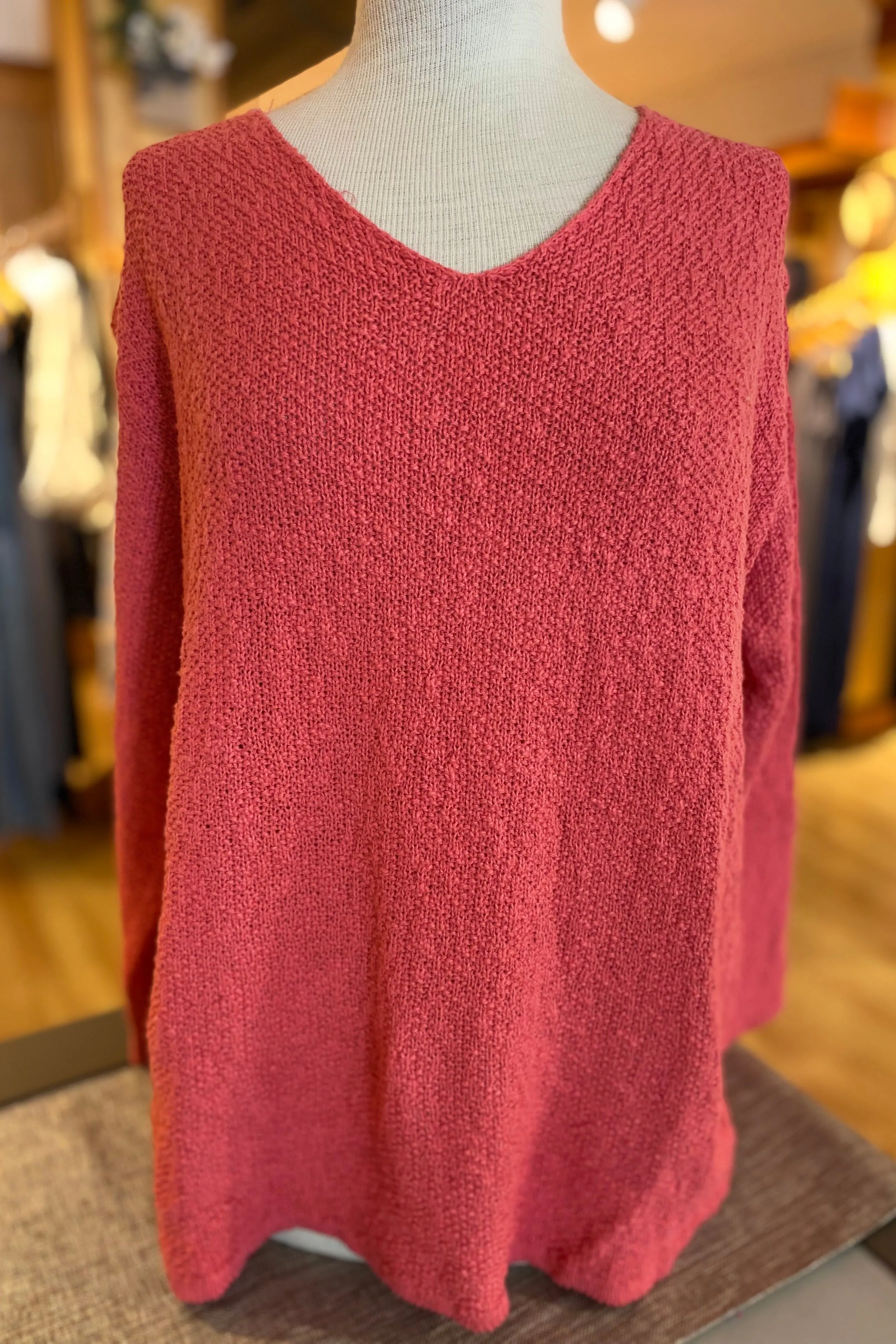 The Ultimate Cotton Sweater - Seed Stitch V Neck