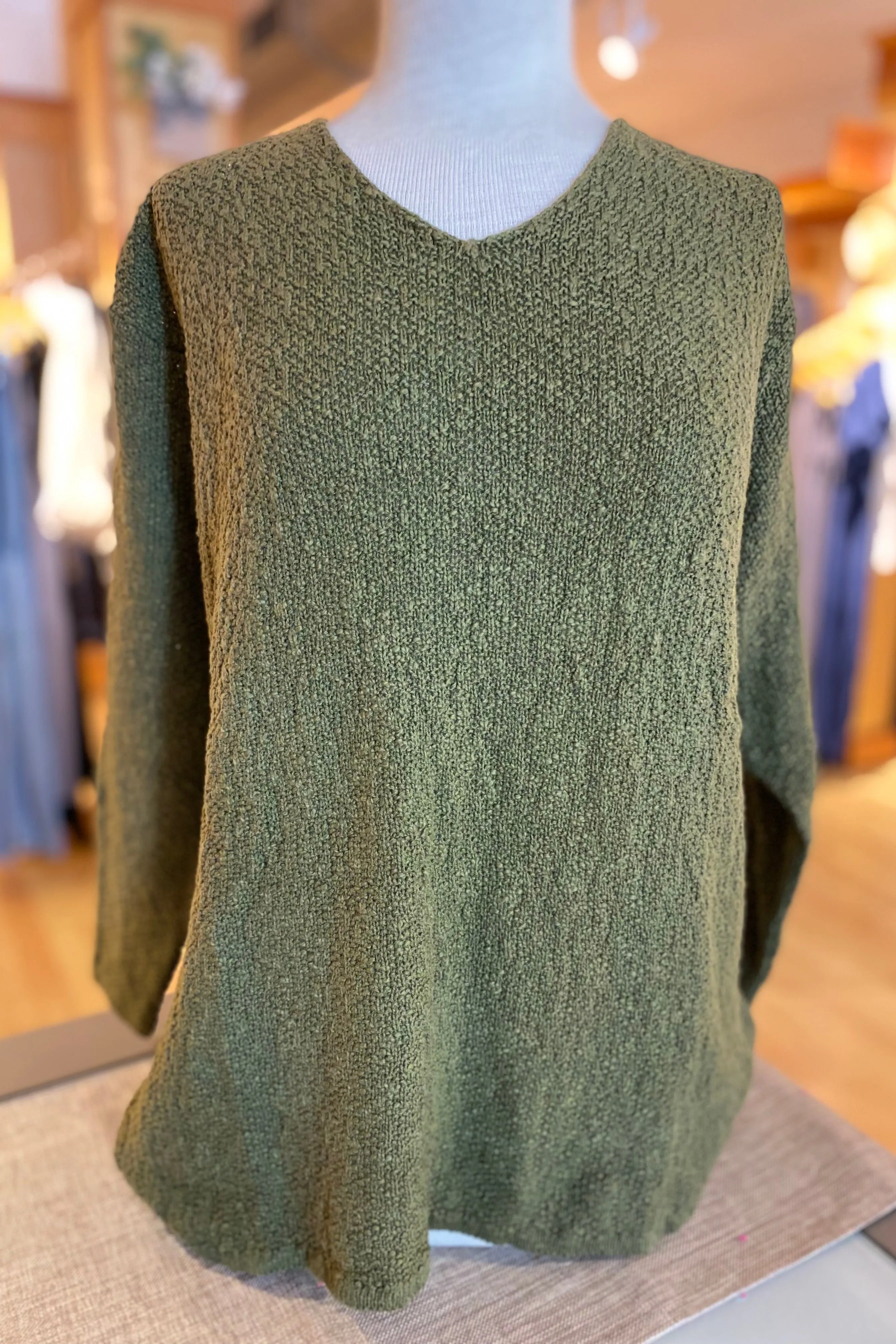 The Ultimate Cotton Sweater - Seed Stitch V Neck