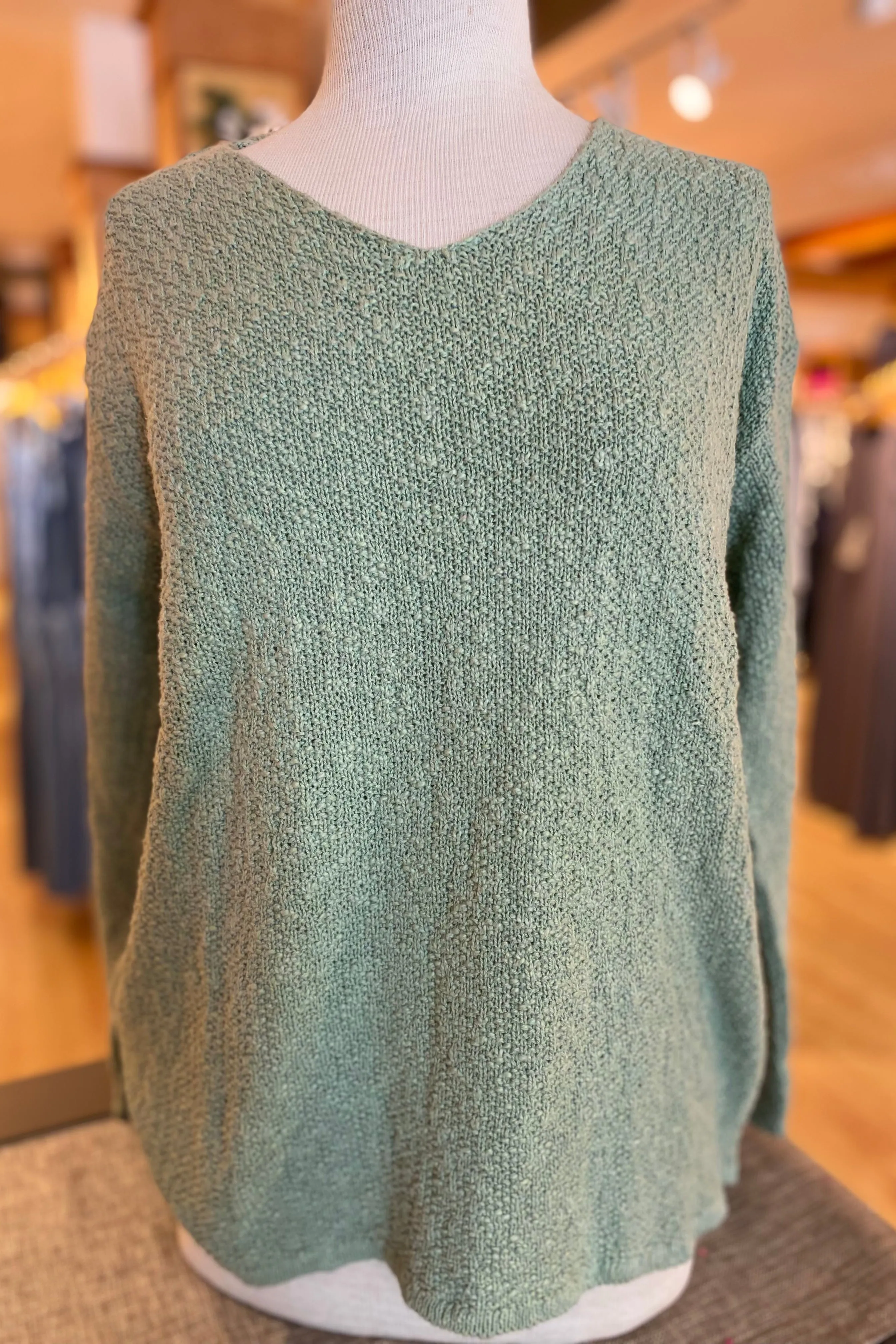 The Ultimate Cotton Sweater - Seed Stitch V Neck