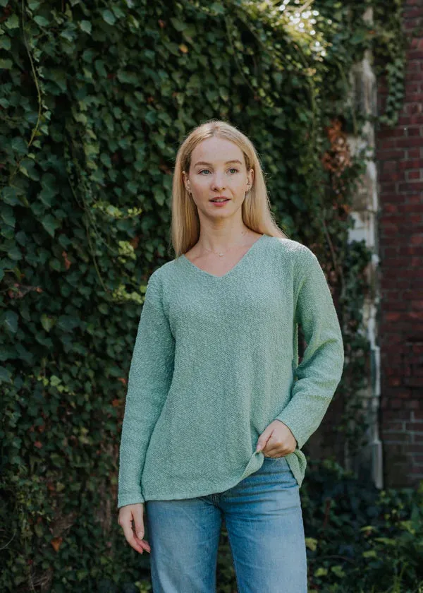 The Ultimate Cotton Sweater - Seed Stitch V Neck