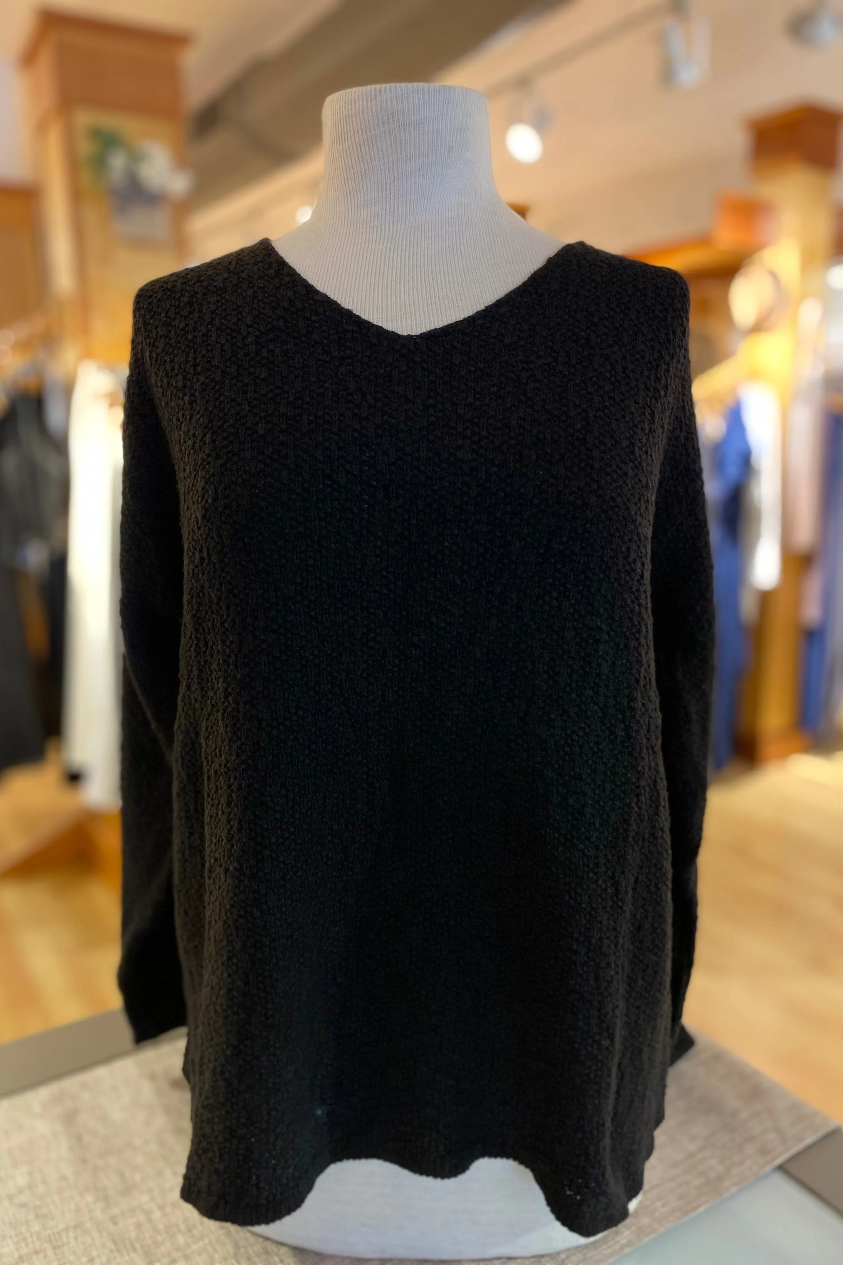 The Ultimate Cotton Sweater - Seed Stitch V Neck