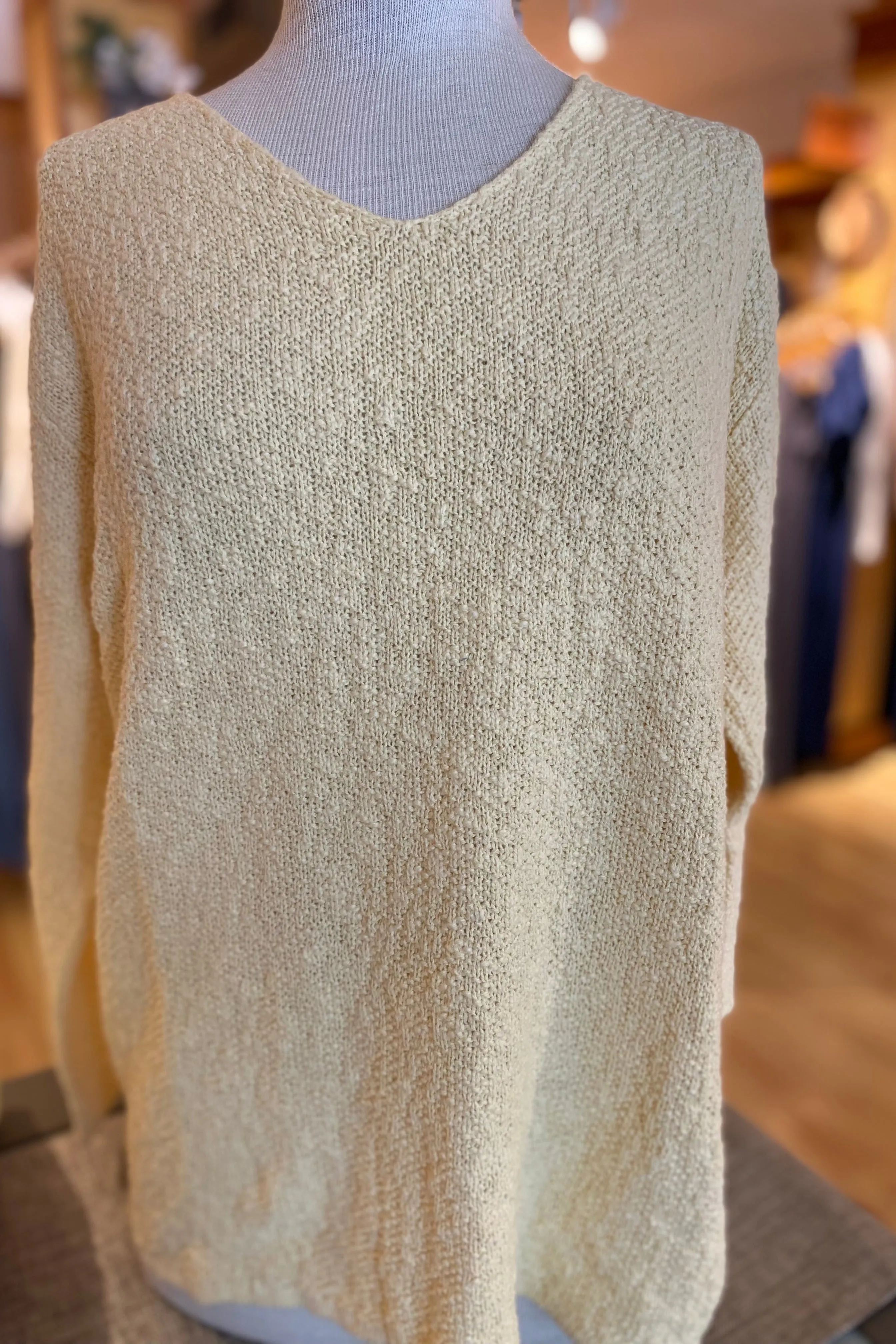 The Ultimate Cotton Sweater - Seed Stitch V Neck