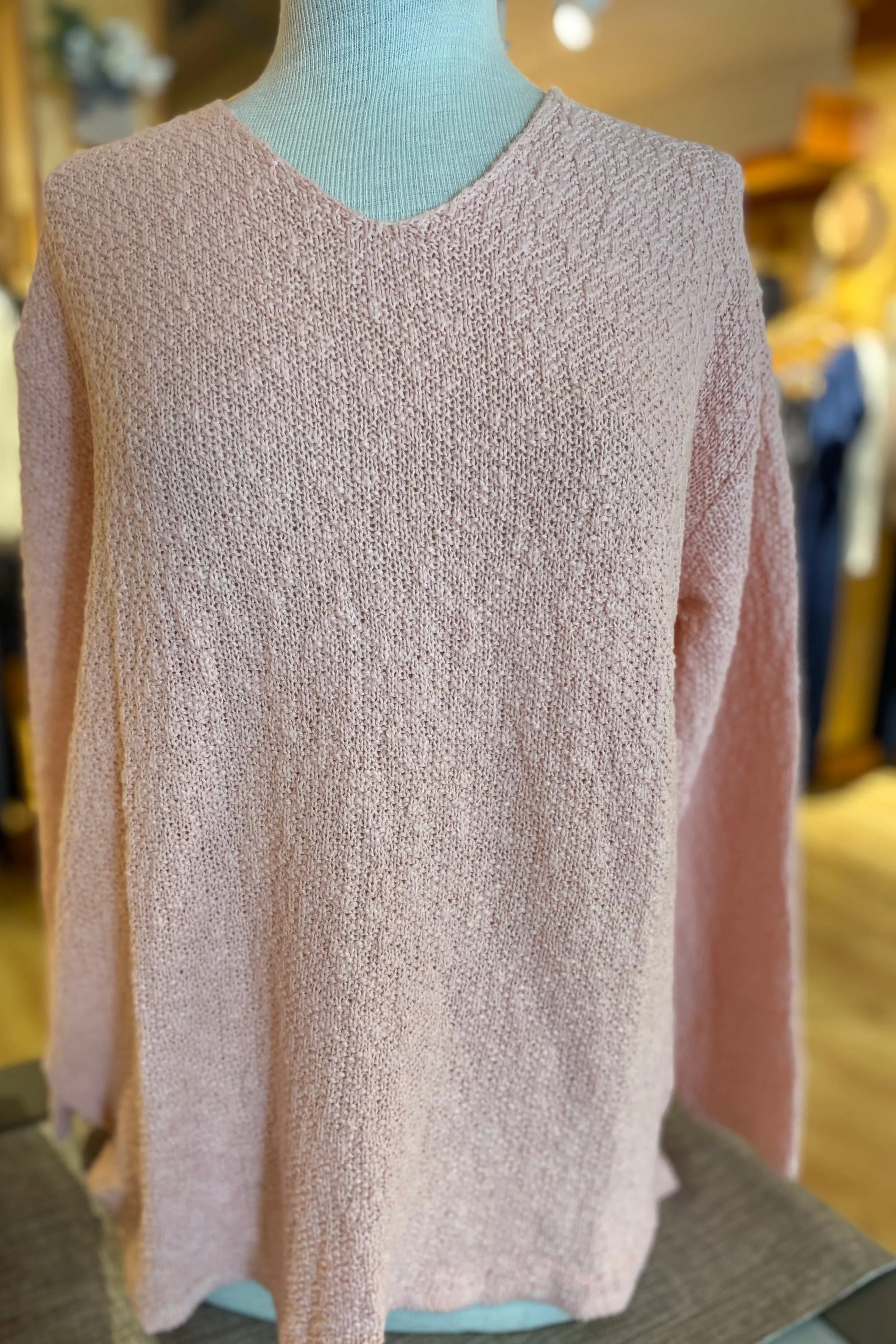 The Ultimate Cotton Sweater - Seed Stitch V Neck