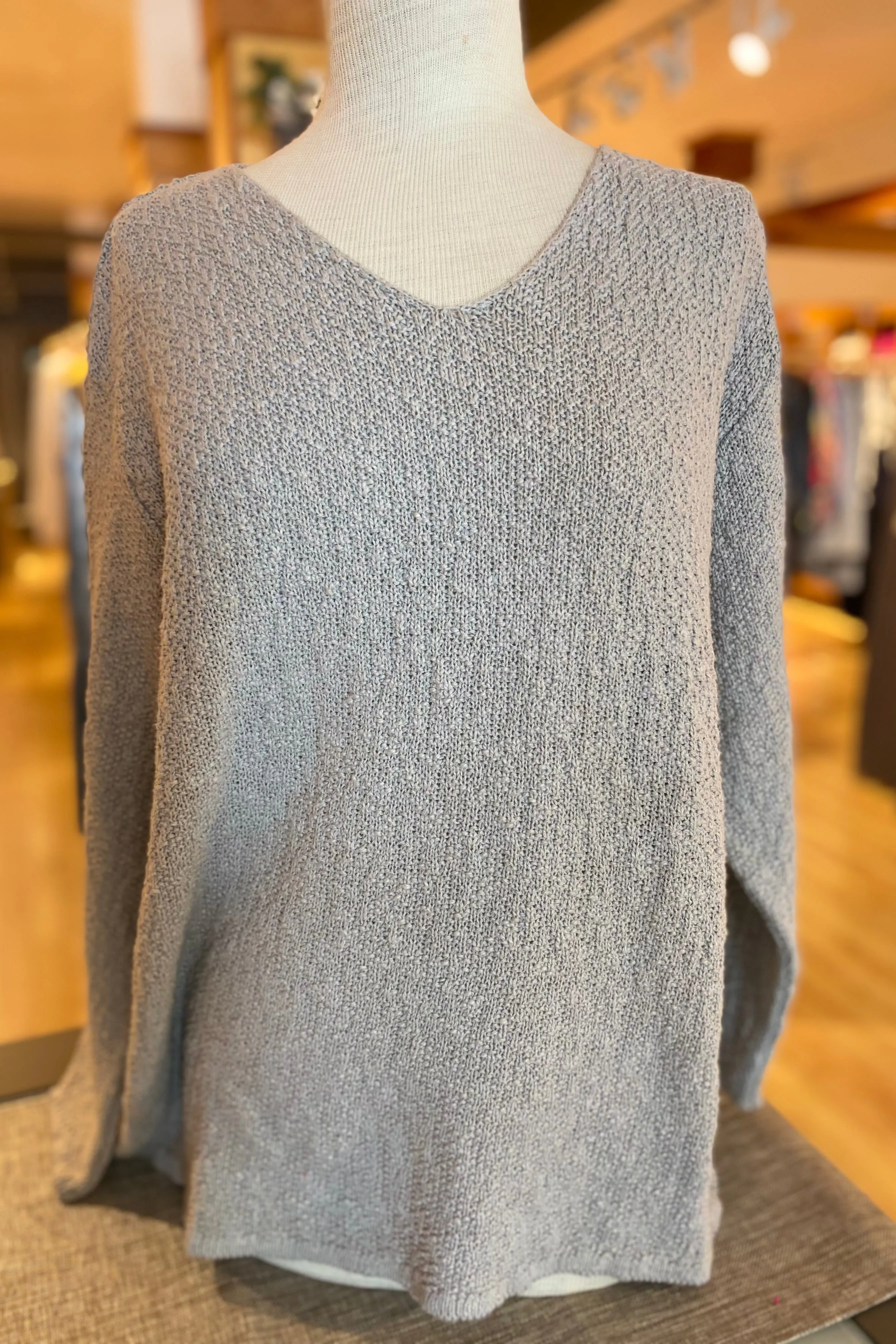 The Ultimate Cotton Sweater - Seed Stitch V Neck