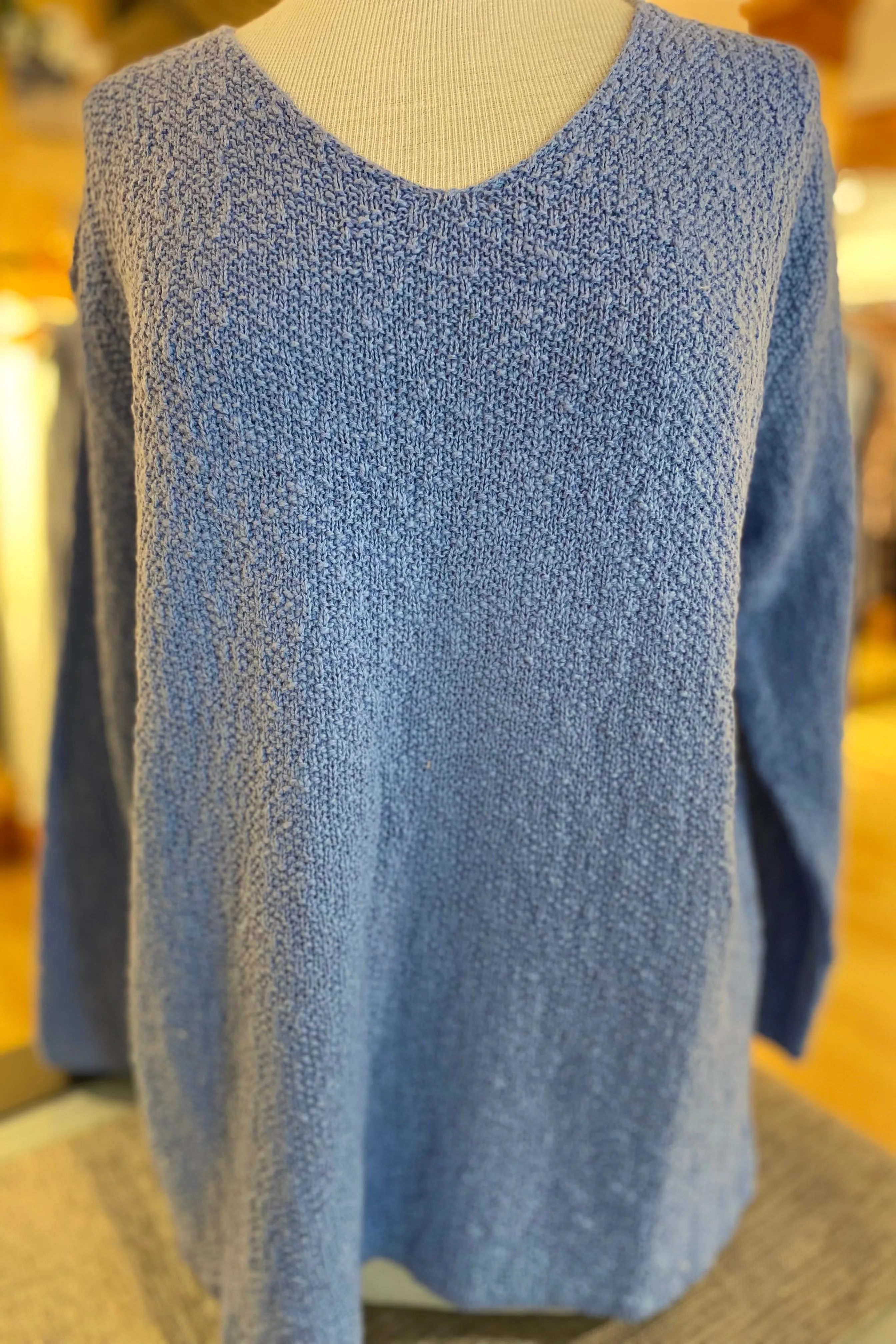 The Ultimate Cotton Sweater - Seed Stitch V Neck