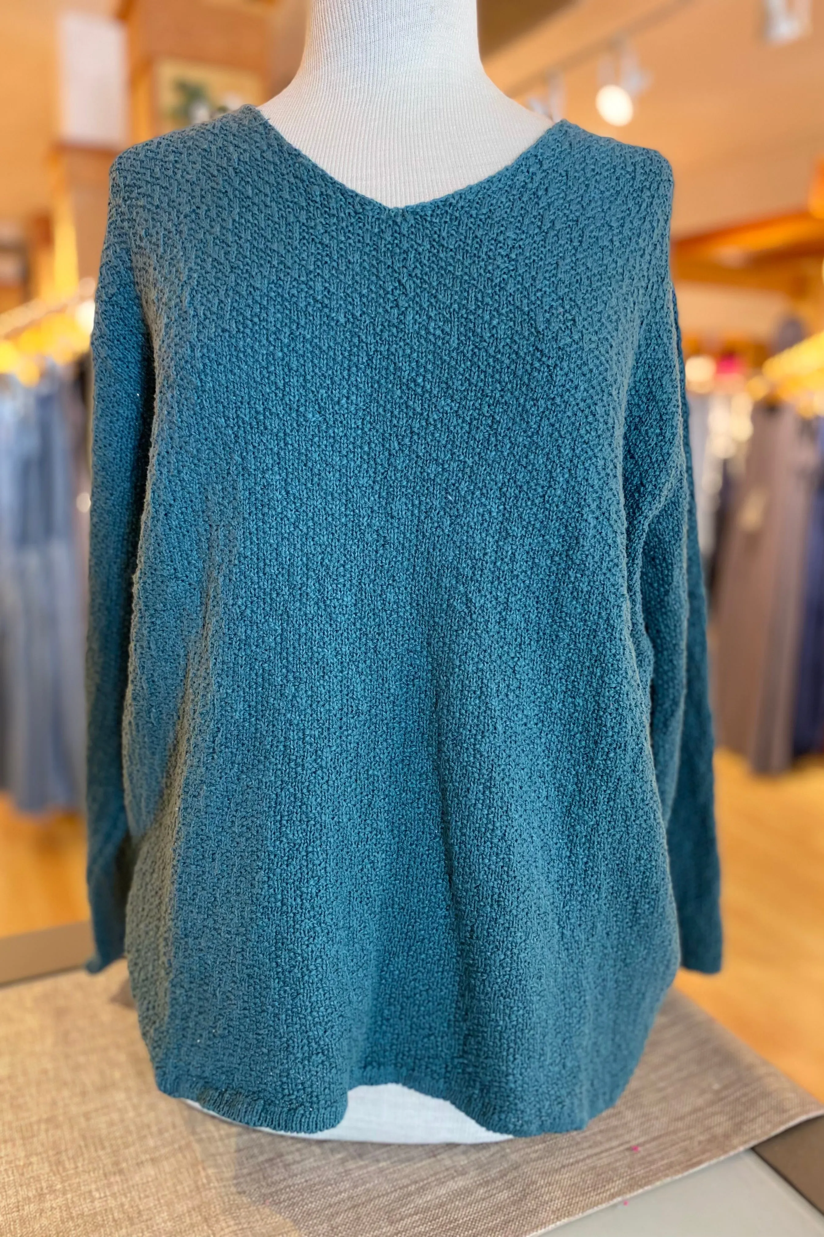 The Ultimate Cotton Sweater - Seed Stitch V Neck