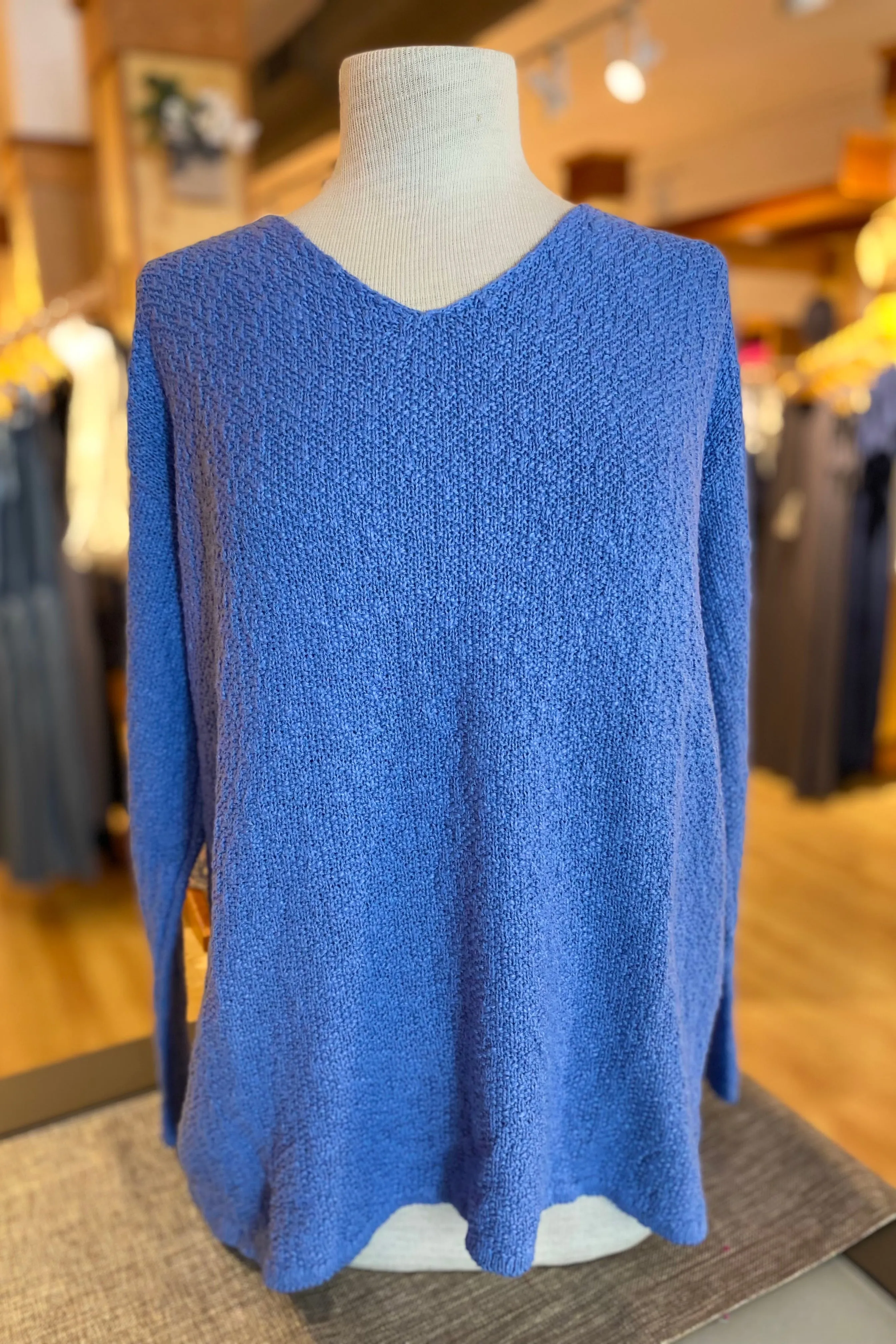 The Ultimate Cotton Sweater - Seed Stitch V Neck