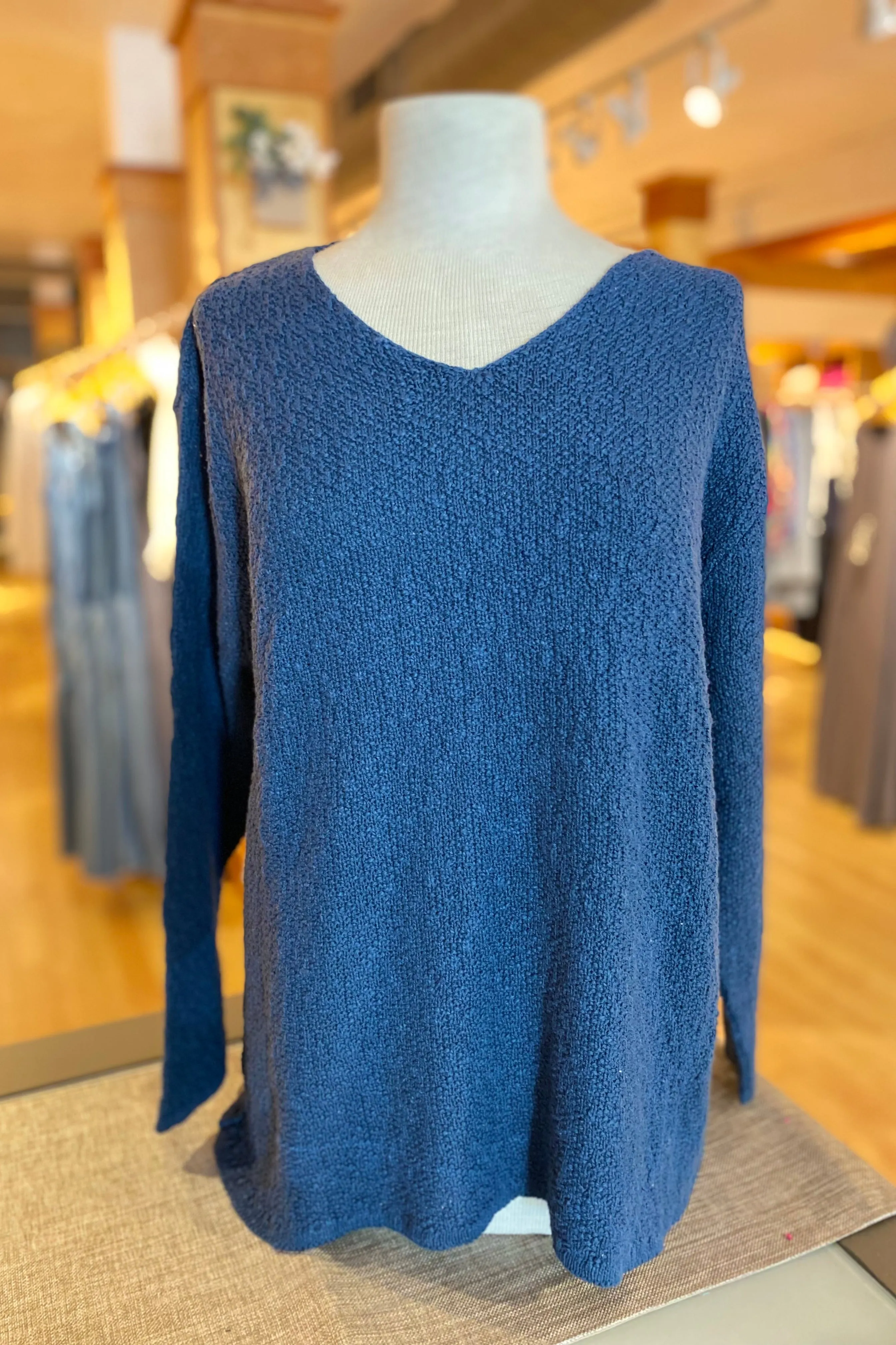The Ultimate Cotton Sweater - Seed Stitch V Neck