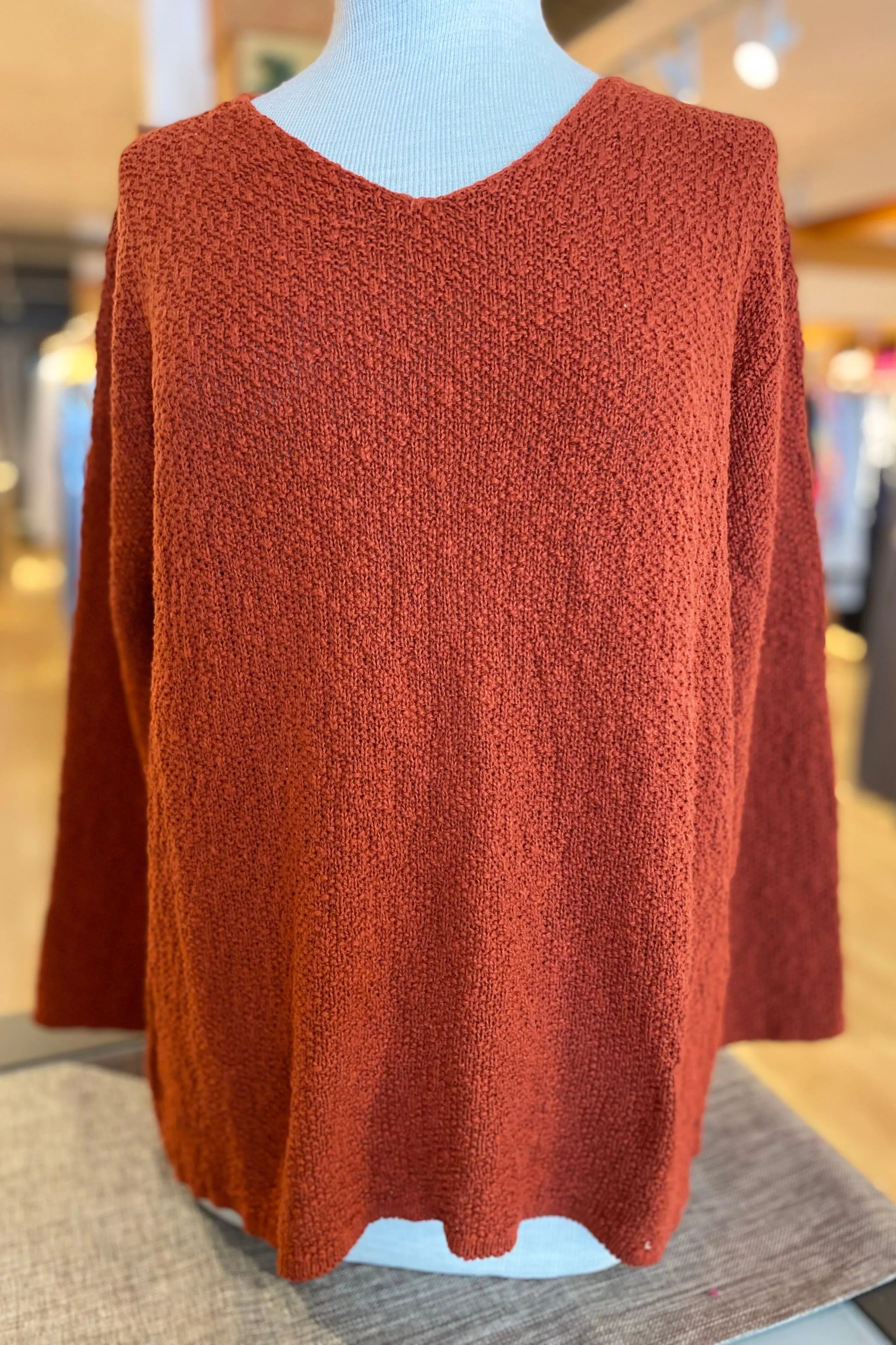 The Ultimate Cotton Sweater - Seed Stitch V Neck