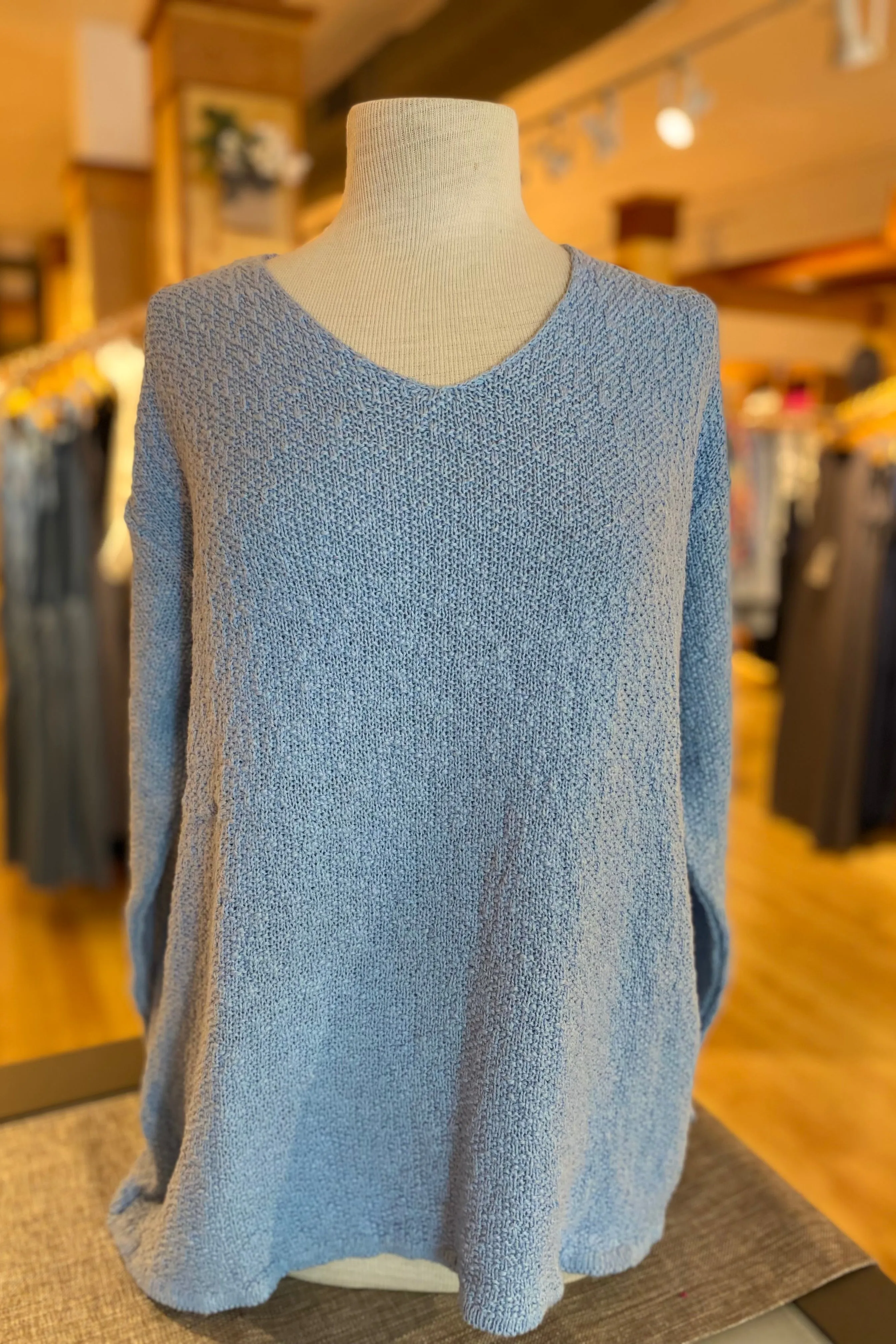 The Ultimate Cotton Sweater - Seed Stitch V Neck