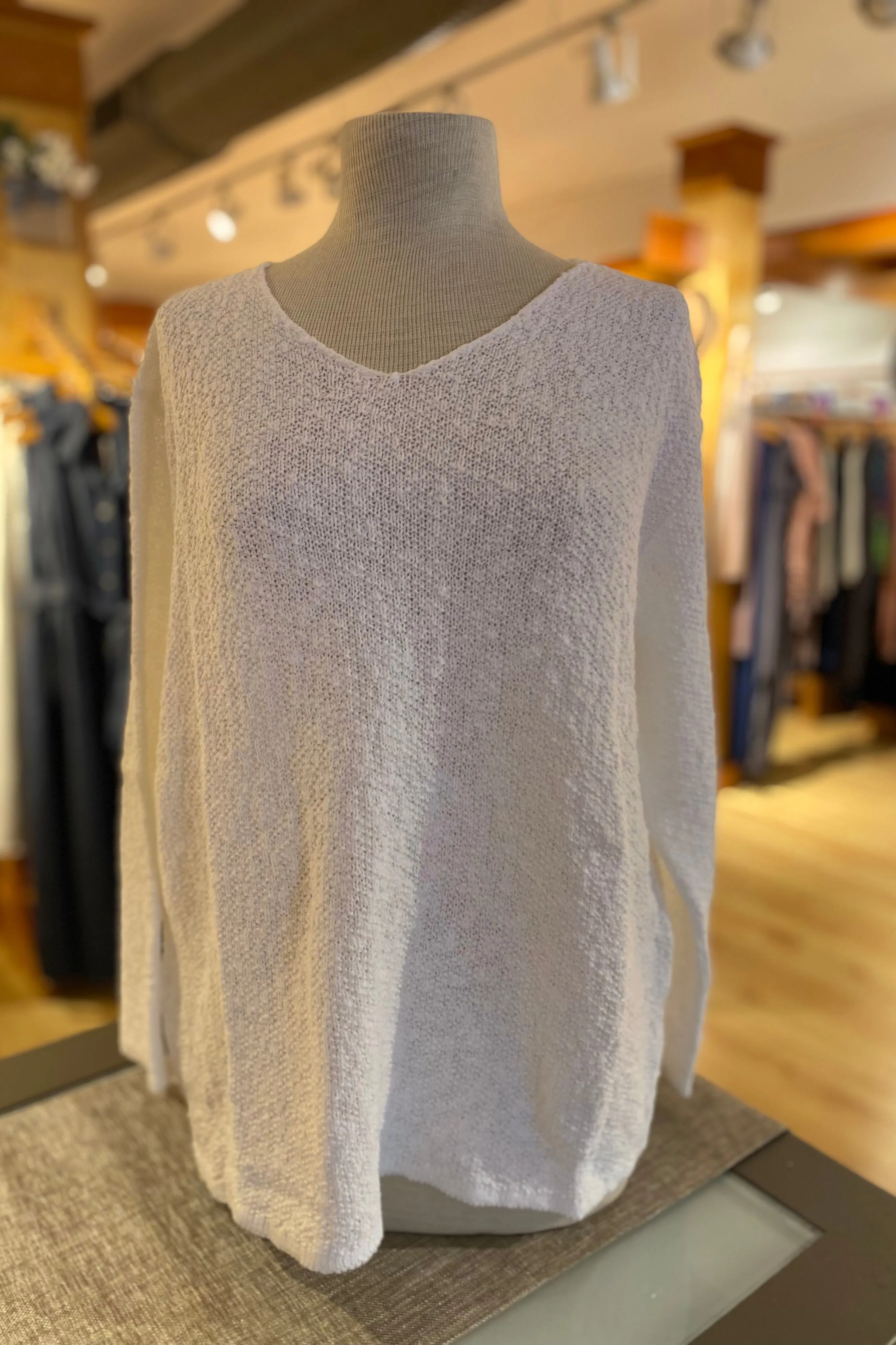 The Ultimate Cotton Sweater - Seed Stitch V Neck