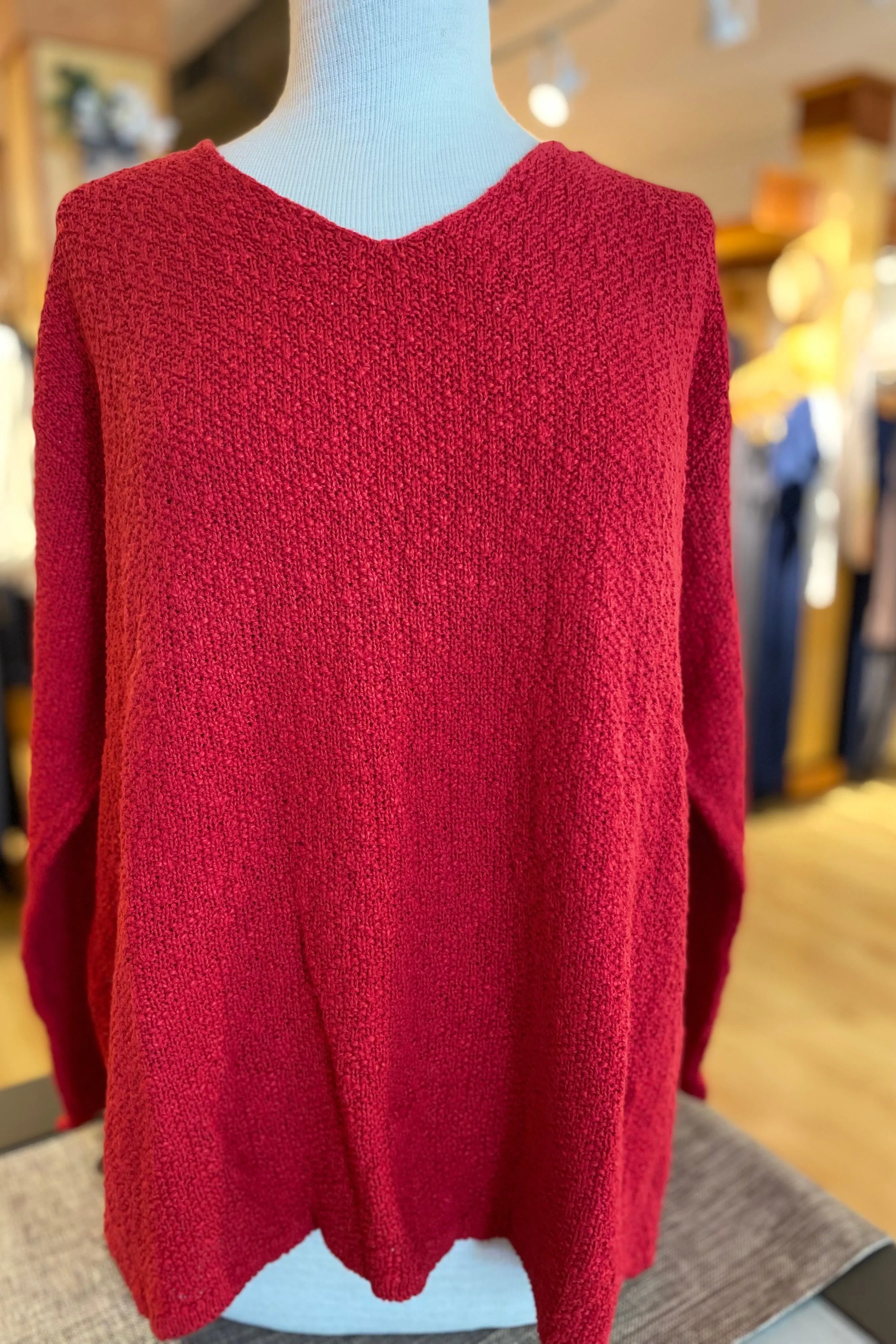 The Ultimate Cotton Sweater - Seed Stitch V Neck