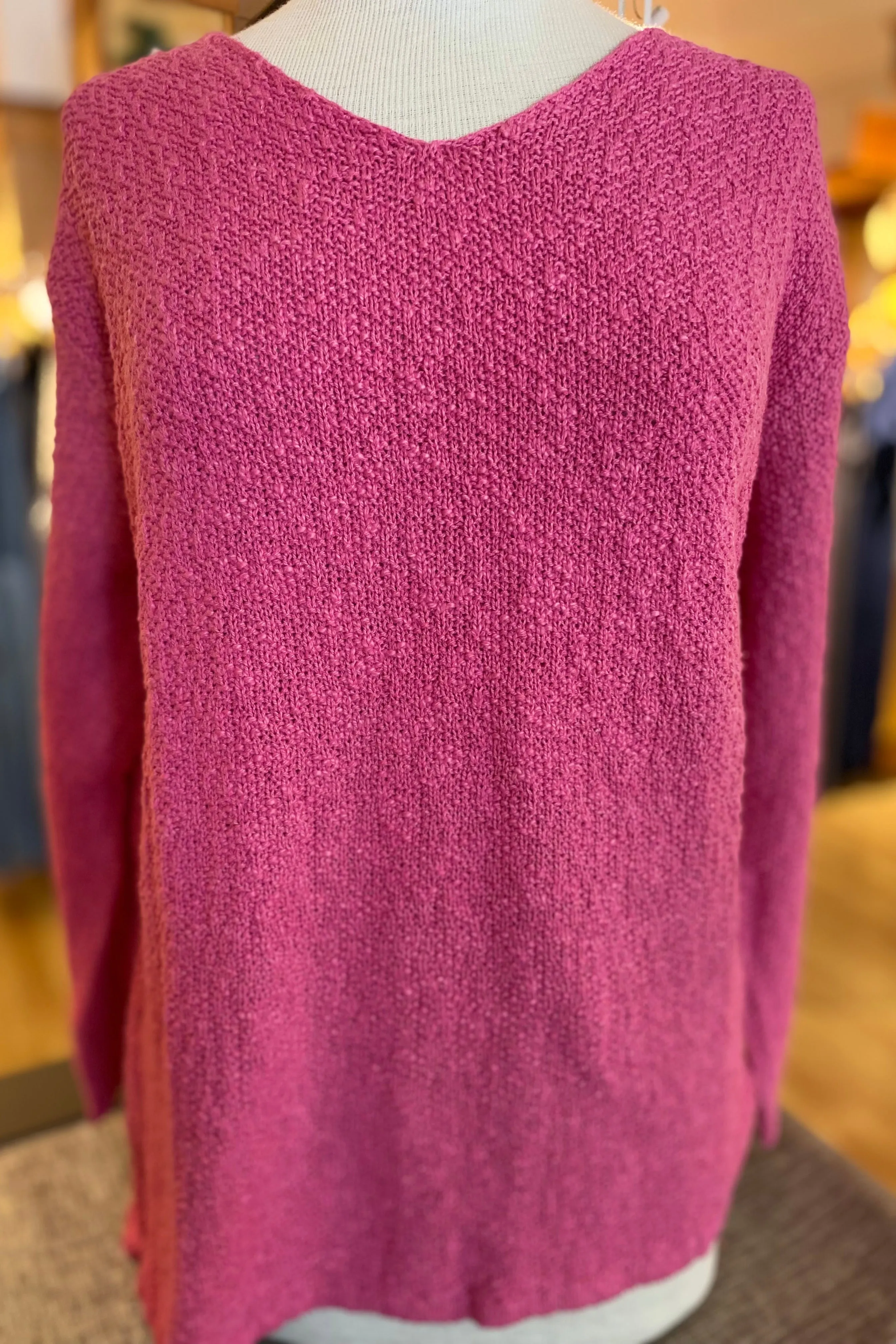 The Ultimate Cotton Sweater - Seed Stitch V Neck