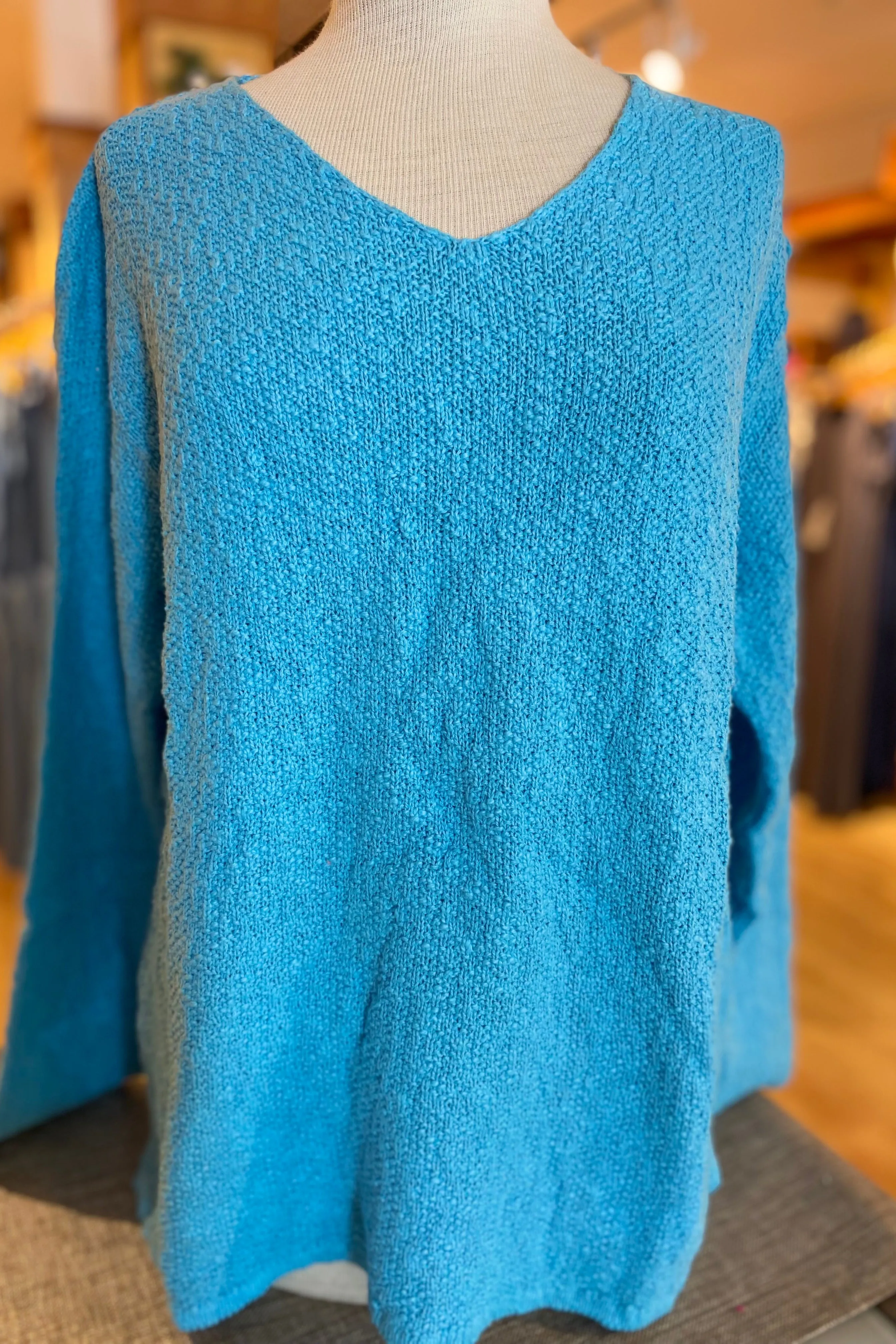The Ultimate Cotton Sweater - Seed Stitch V Neck