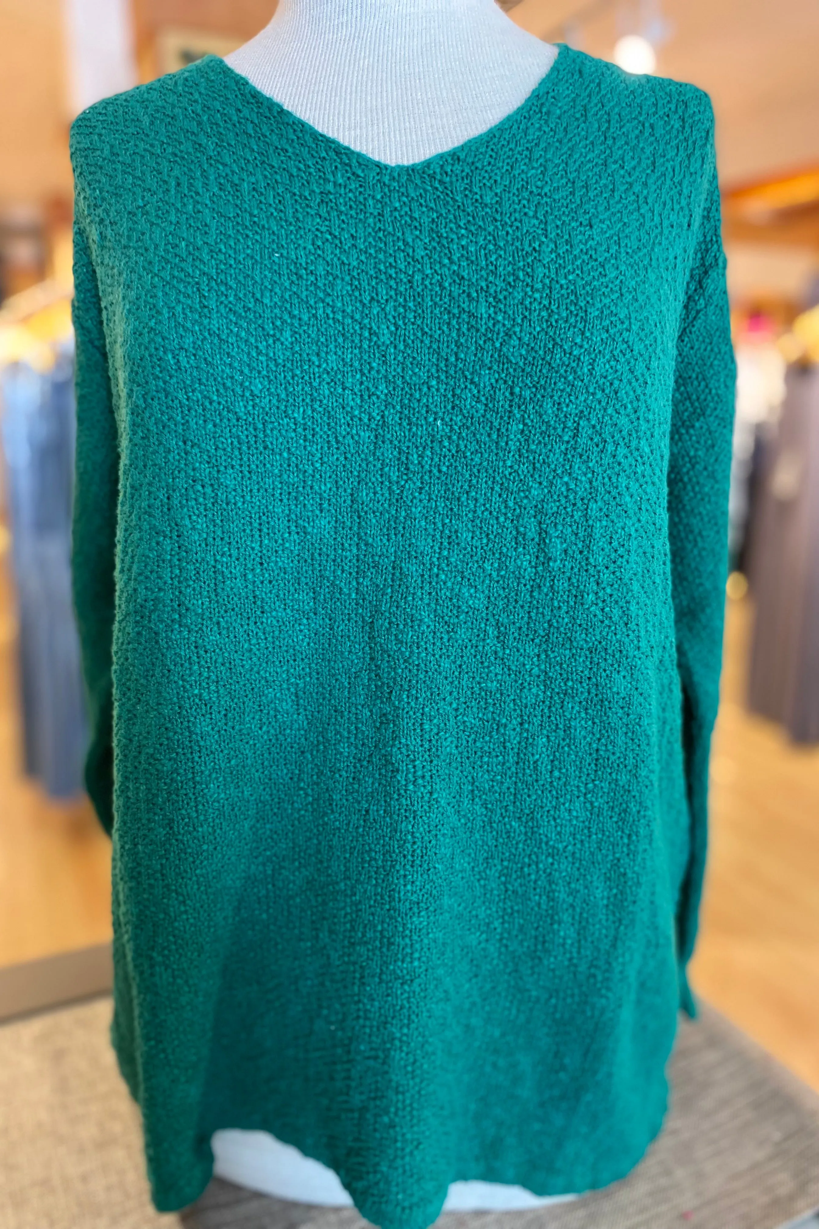 The Ultimate Cotton Sweater - Seed Stitch V Neck