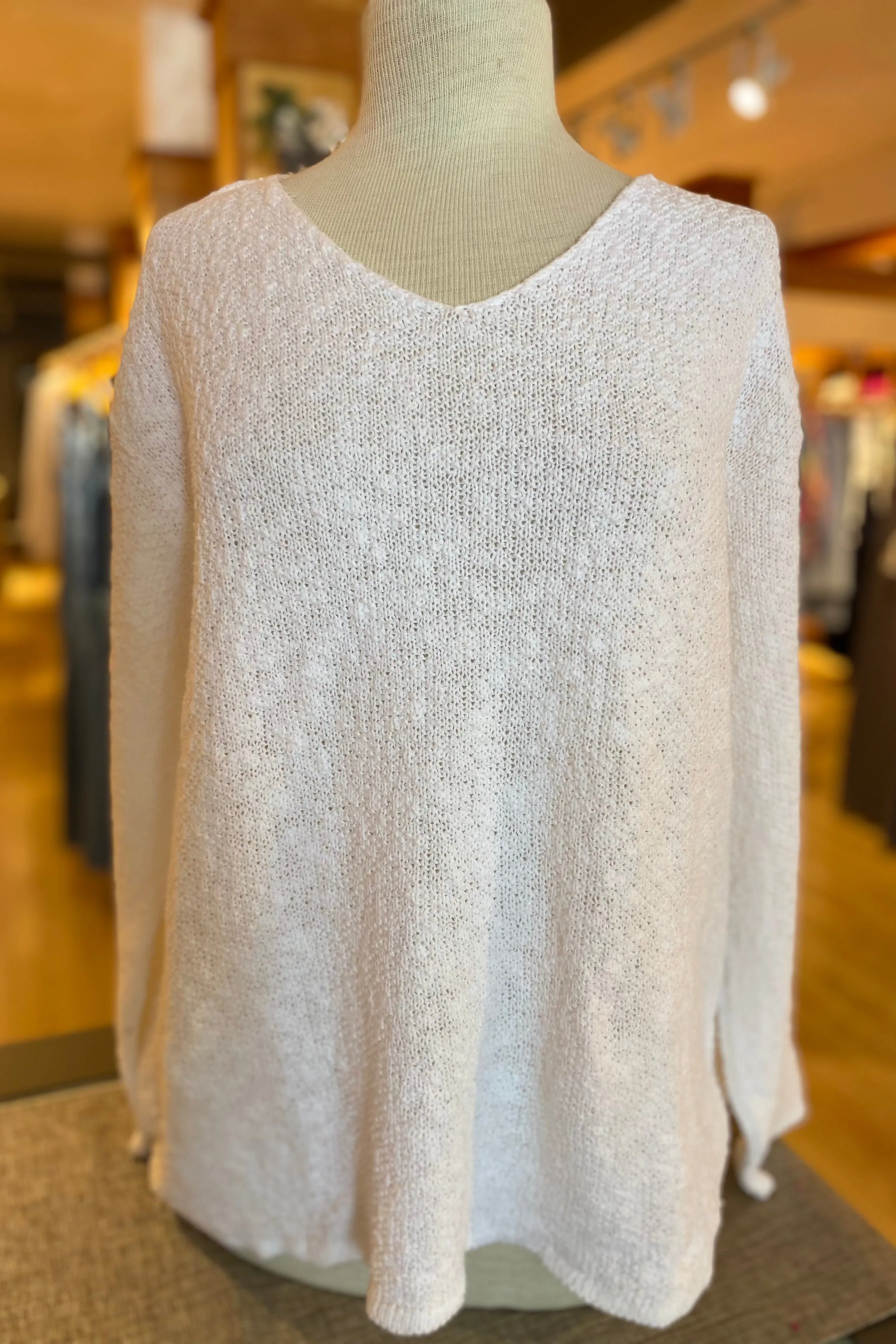 The Ultimate Cotton Sweater - Seed Stitch V Neck