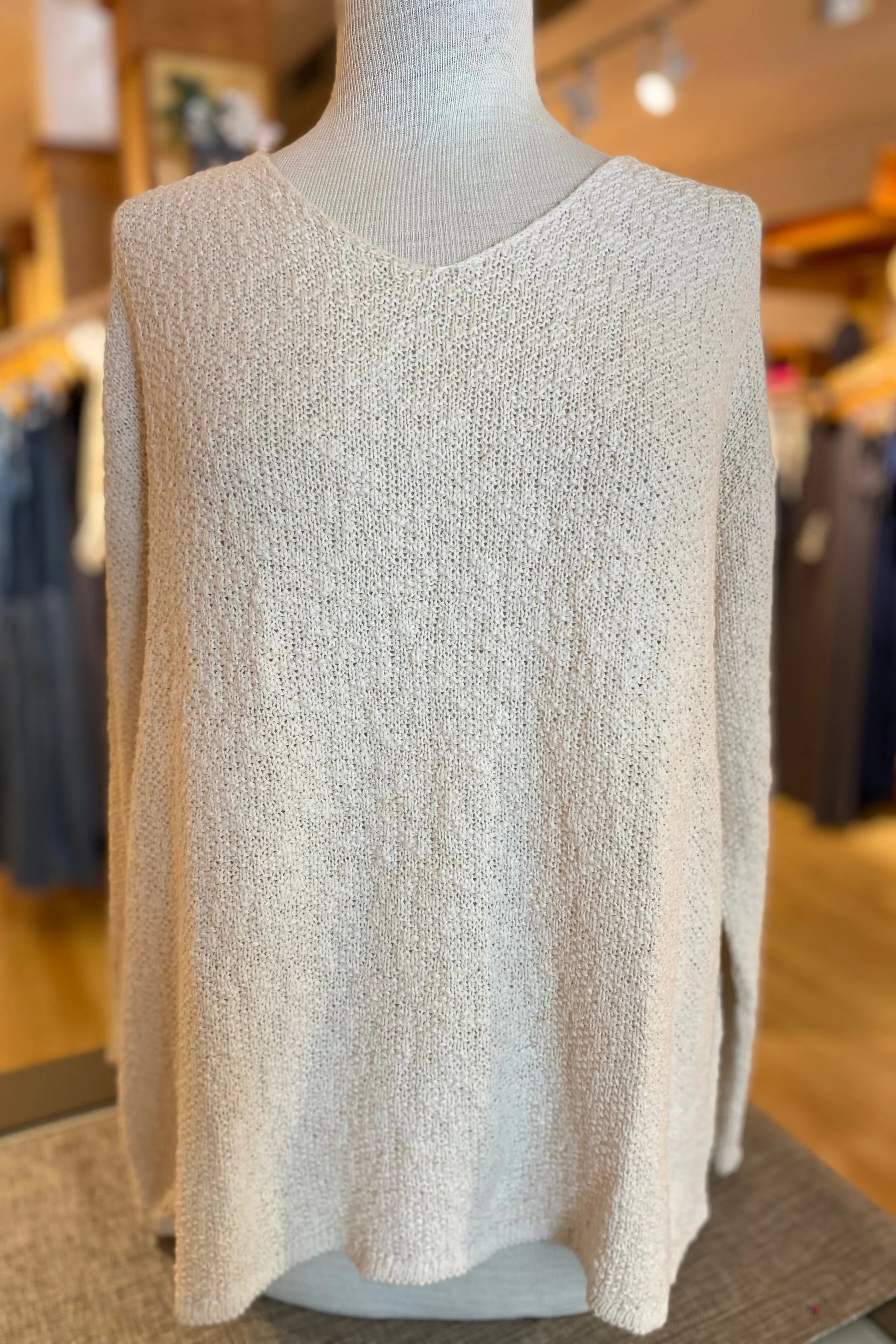 The Ultimate Cotton Sweater - Seed Stitch V Neck