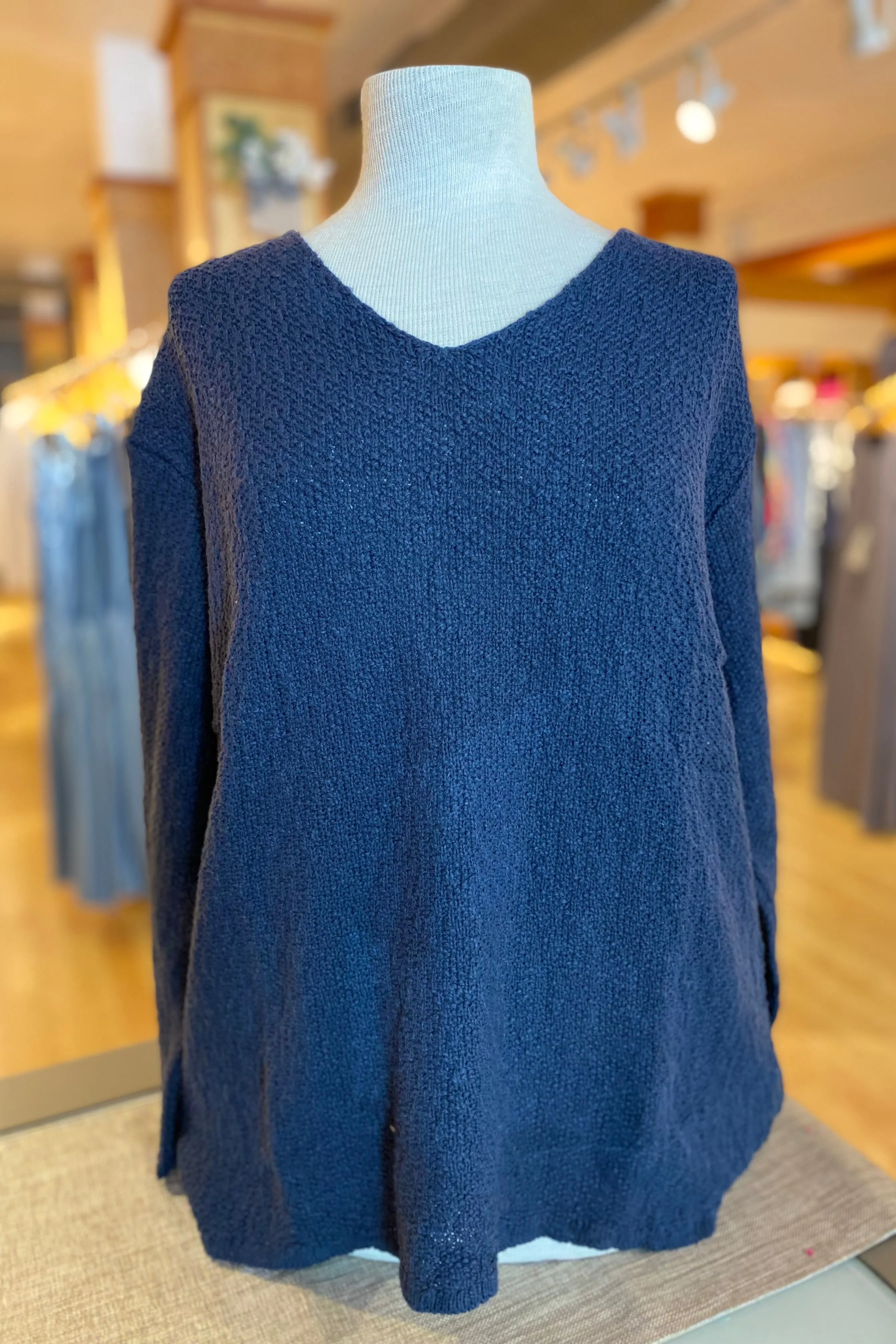 The Ultimate Cotton Sweater - Seed Stitch V Neck