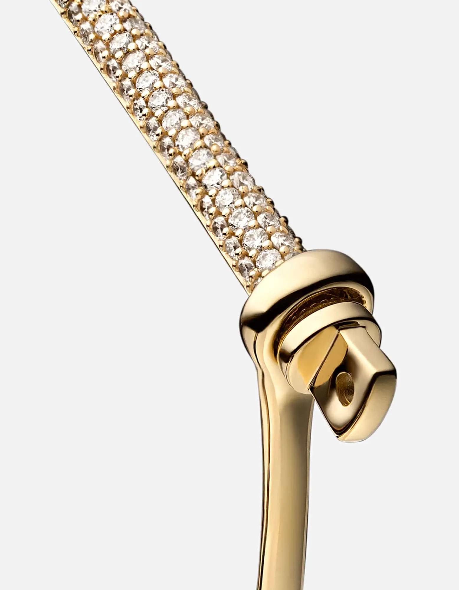 Thin Screw Cuff, 14k Gold Pavé Bar