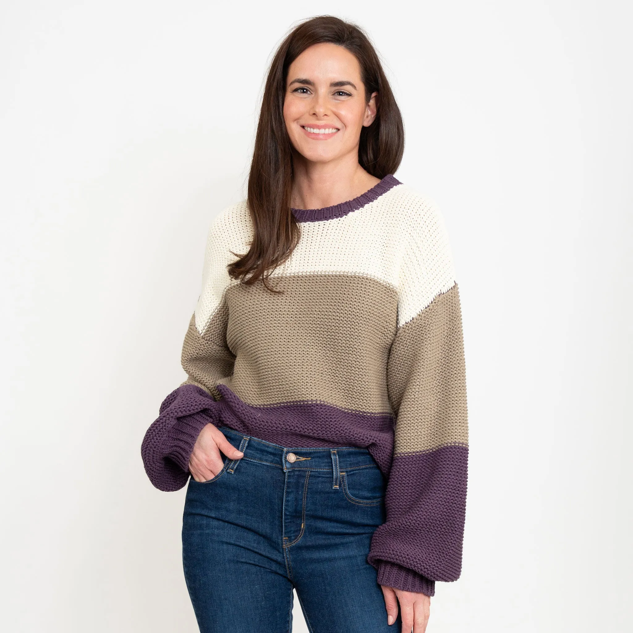 Tierra Color Block Chunky Sweater