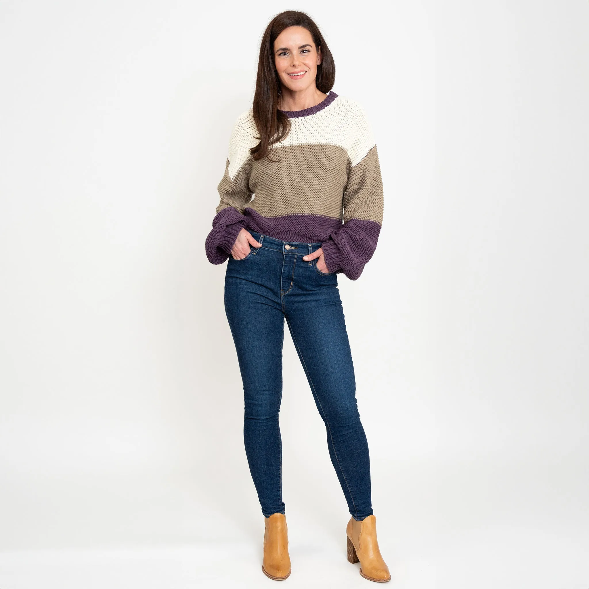 Tierra Color Block Chunky Sweater