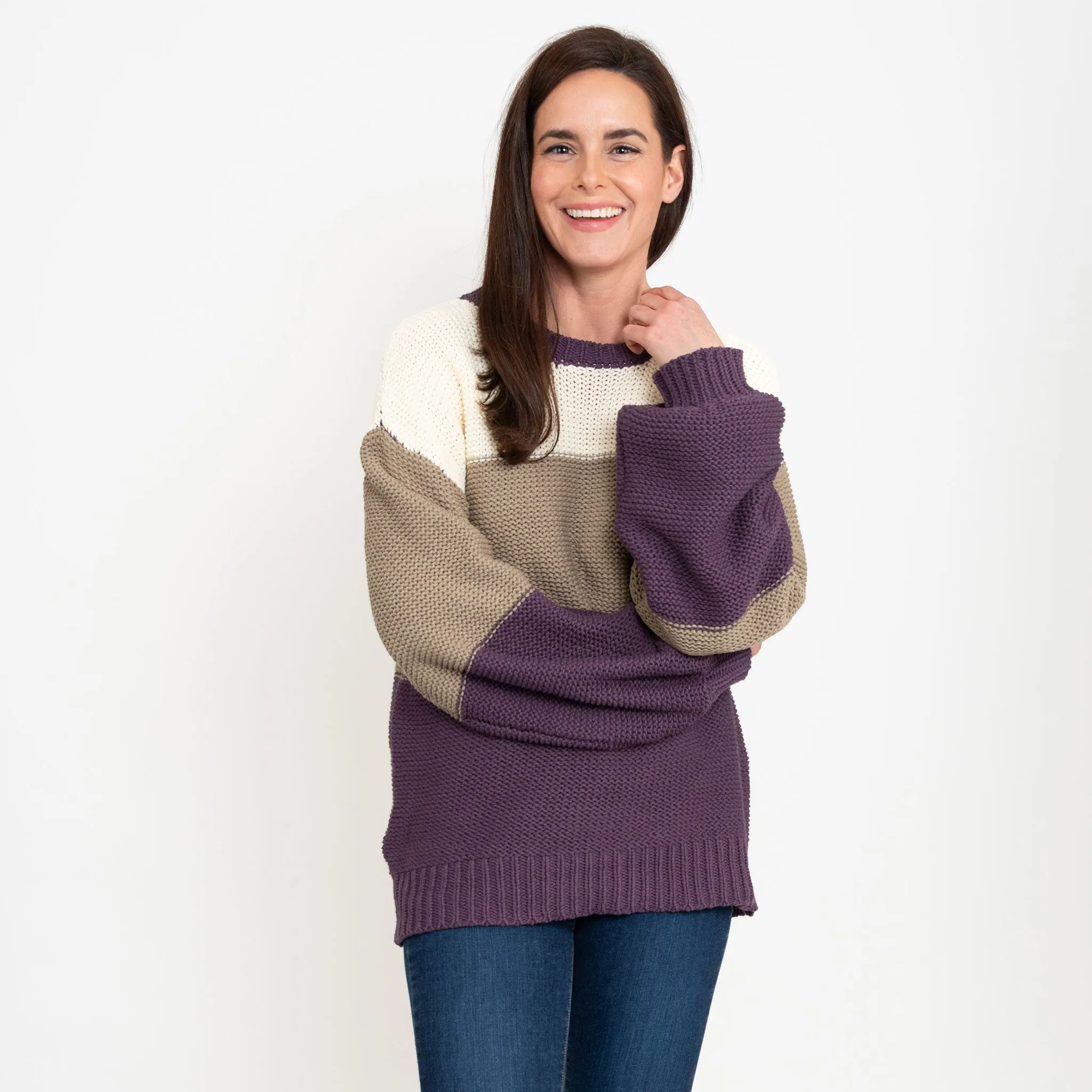 Tierra Color Block Chunky Sweater