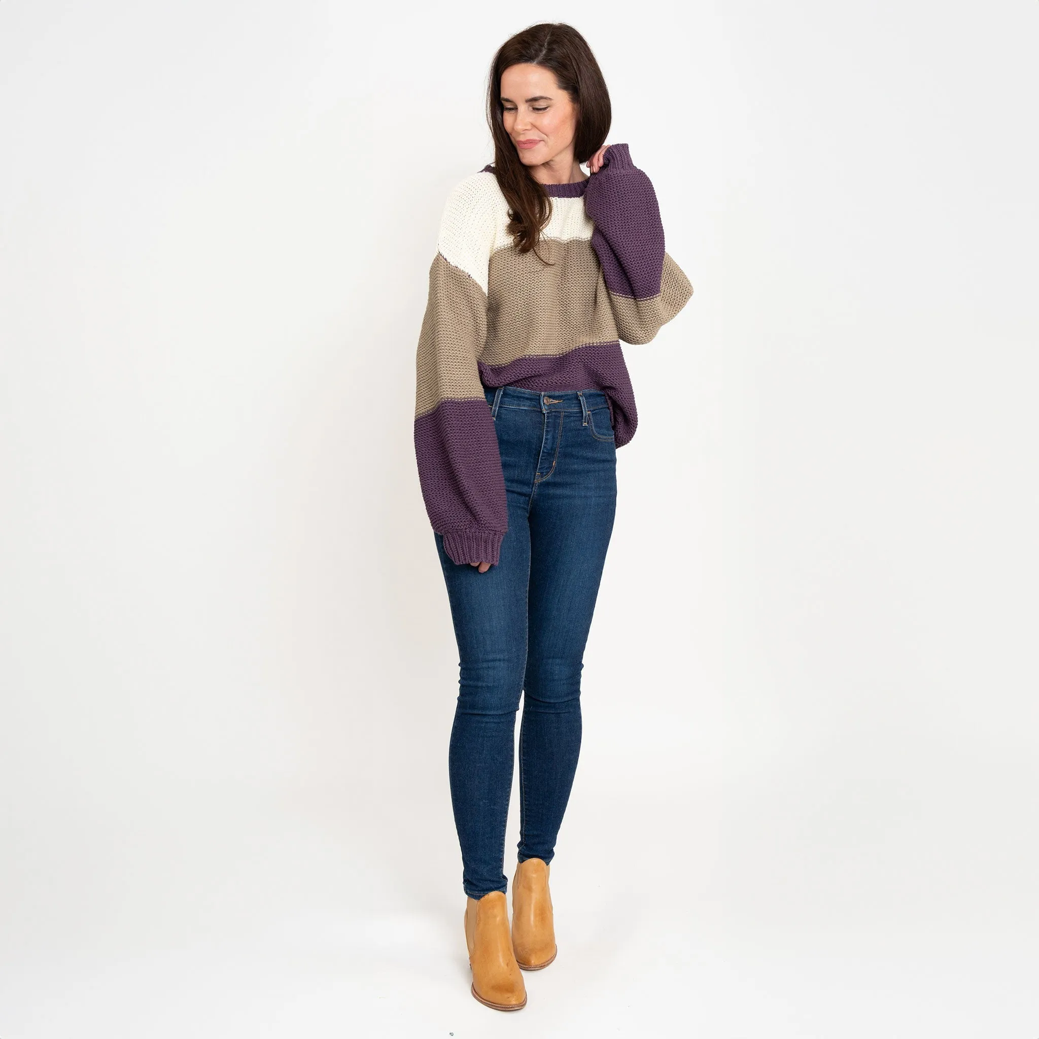 Tierra Color Block Chunky Sweater