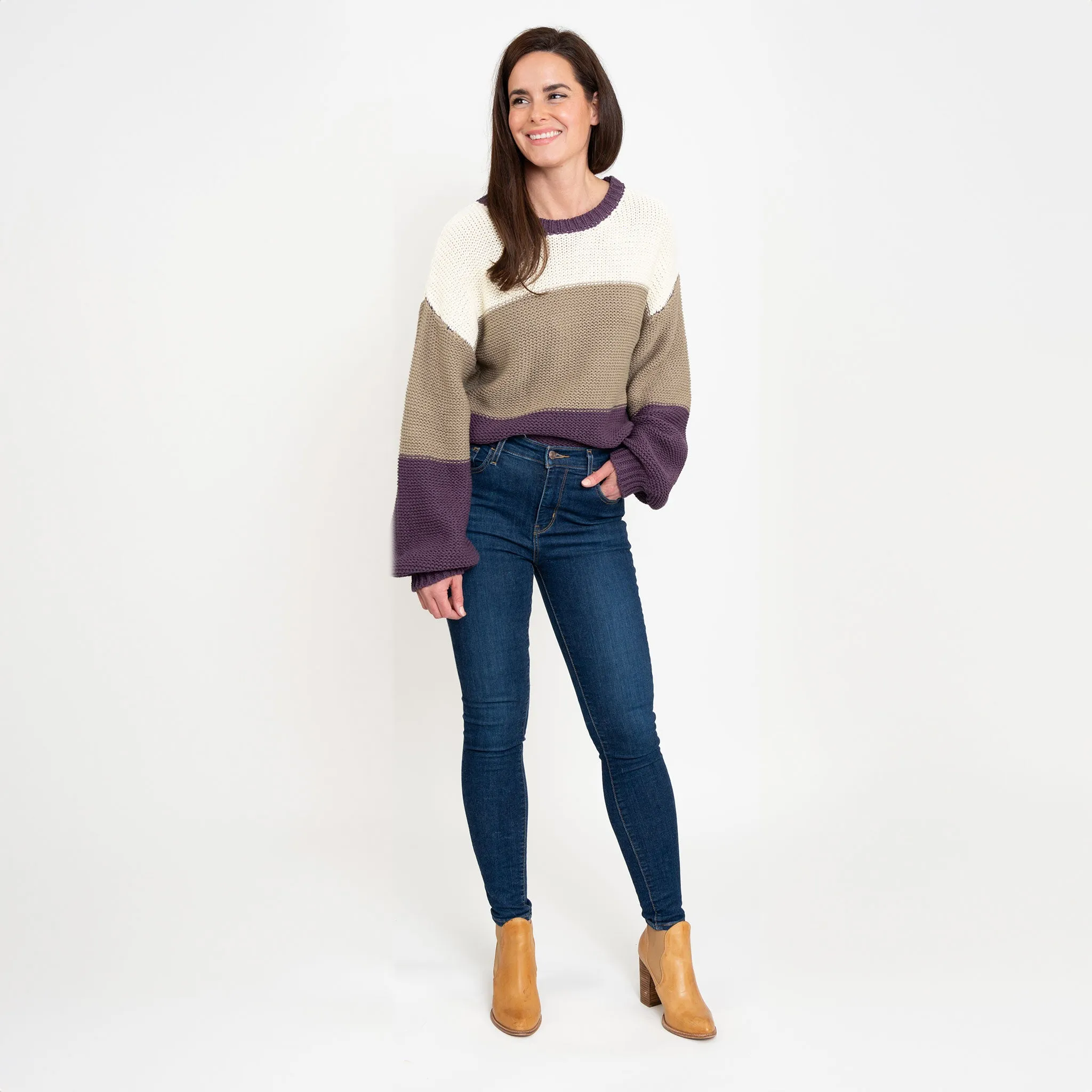 Tierra Color Block Chunky Sweater