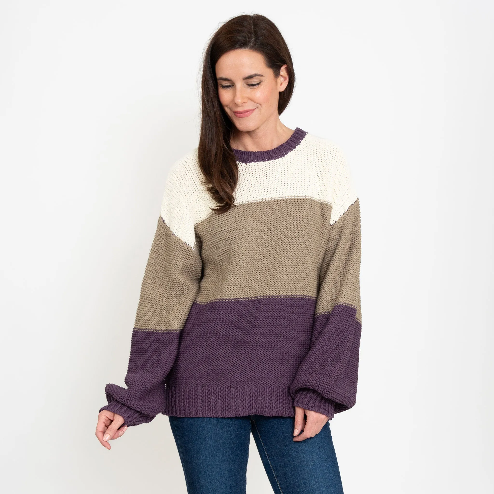 Tierra Color Block Chunky Sweater
