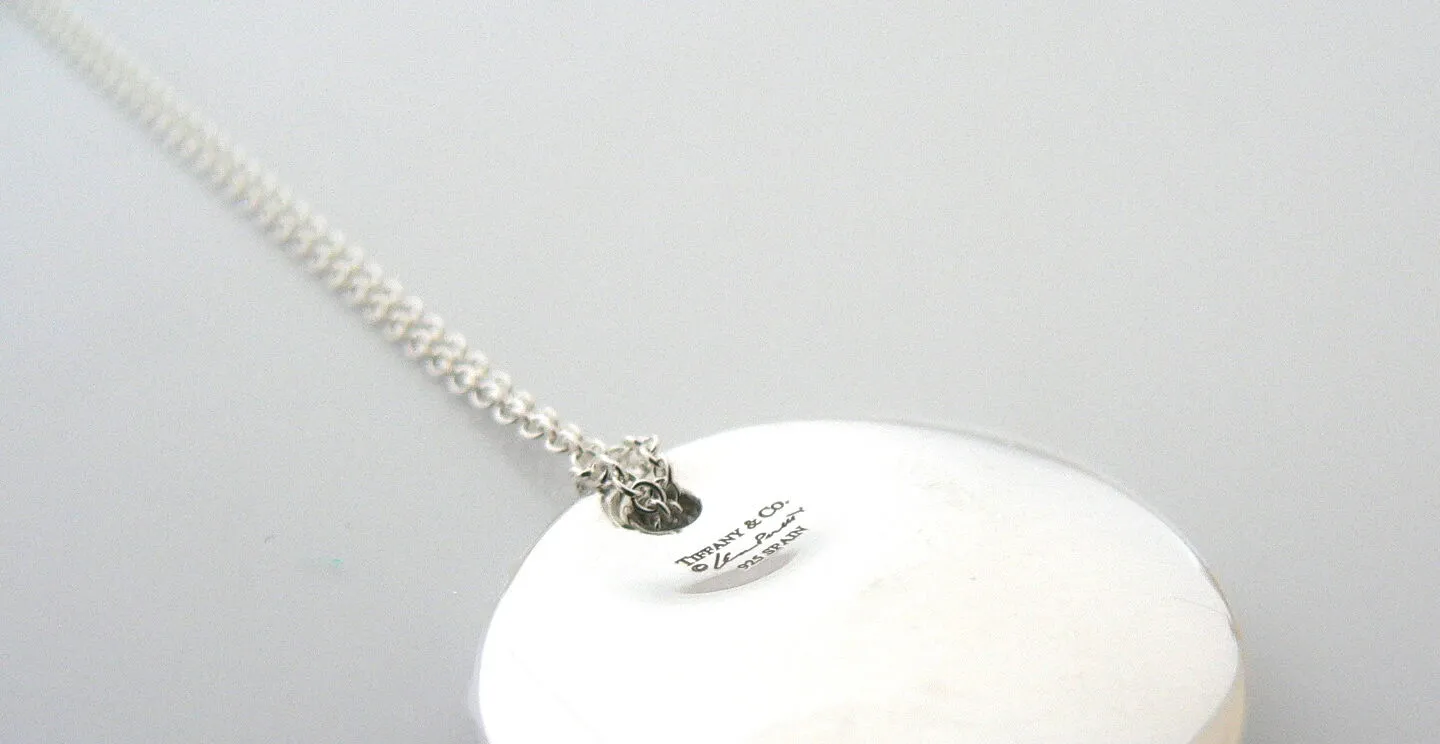 Tiffany & Co Peretti Disc Necklace Circle Round Pendant Charm Gift Love 17 Inch