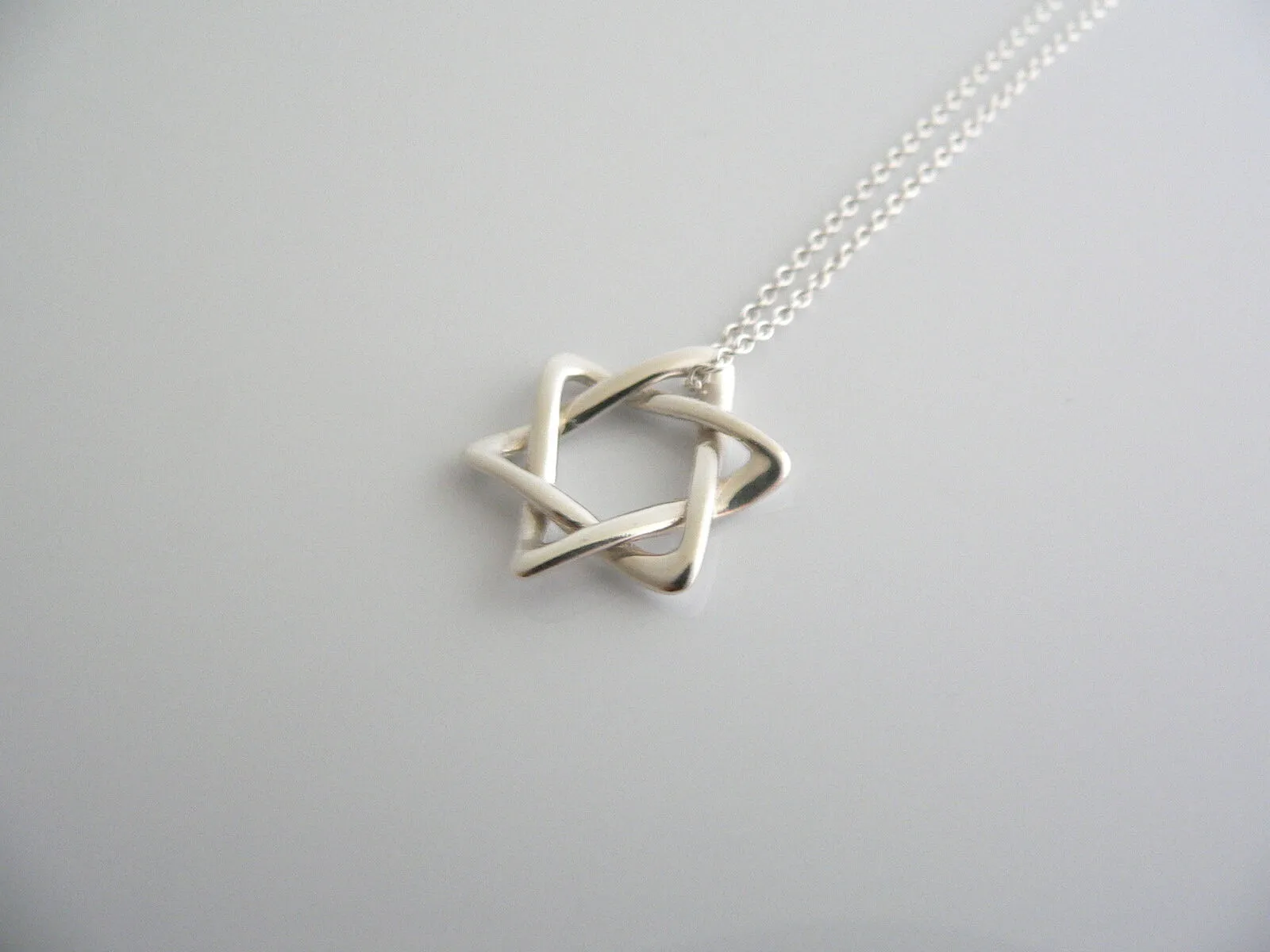 Tiffany & Co Peretti Silver Star of David Necklace Pendant Chain Rare Gift Love