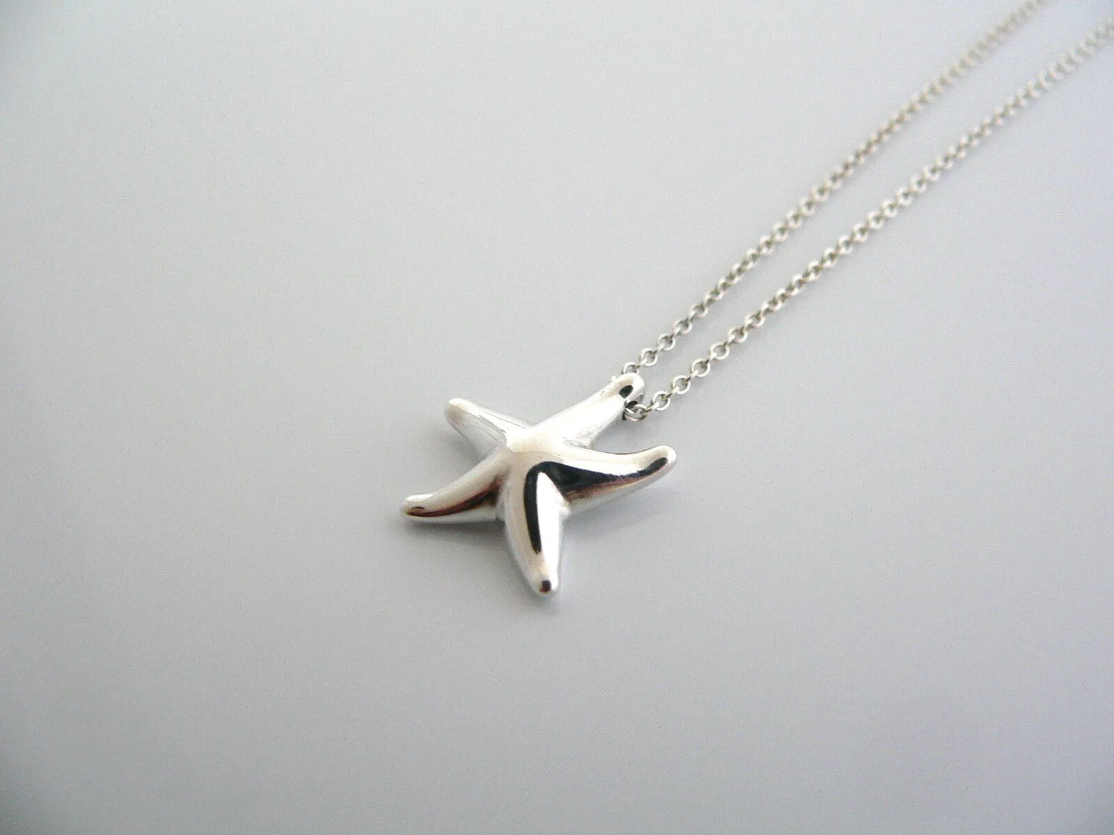Tiffany & Co Peretti Silver Starfish Star Fish Necklace Pendant Charm Chain Gift