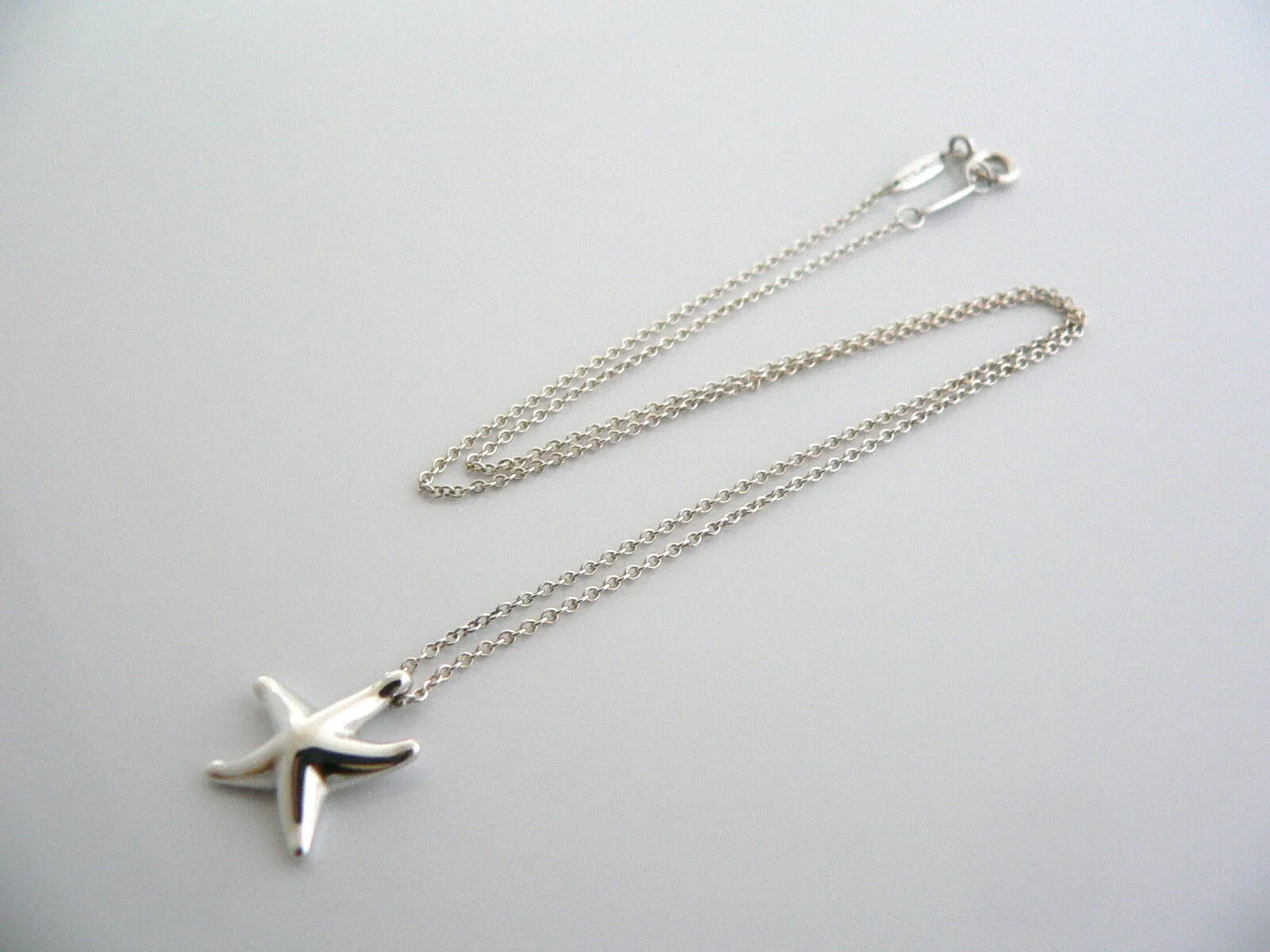 Tiffany & Co Peretti Silver Starfish Star Fish Necklace Pendant Charm Chain Gift