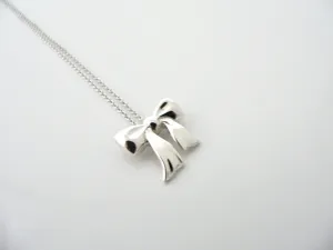 Tiffany & Co Ribbon Necklace Bow Pendant Charm Chain Love Gift Sterling Silver