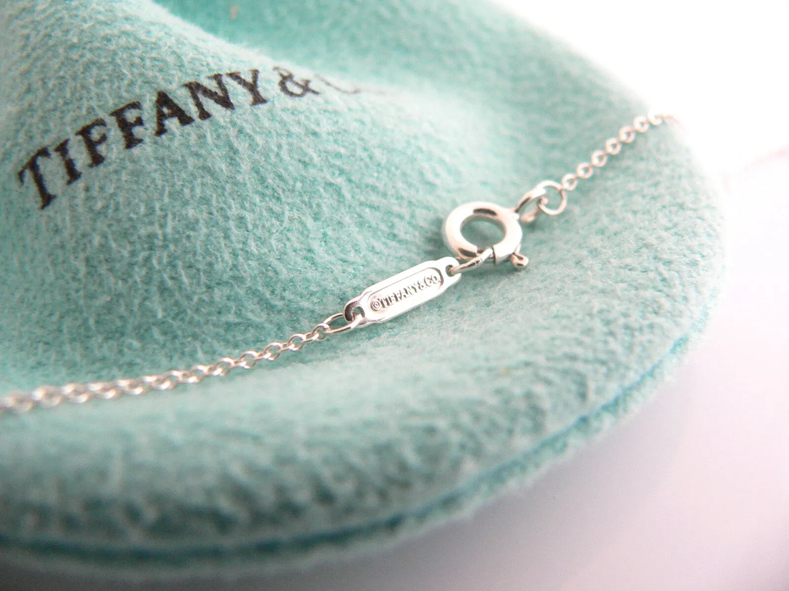 Tiffany & Co Silver 1837 Diamond Necklace Pendant 18 Inch Longer Gift Love