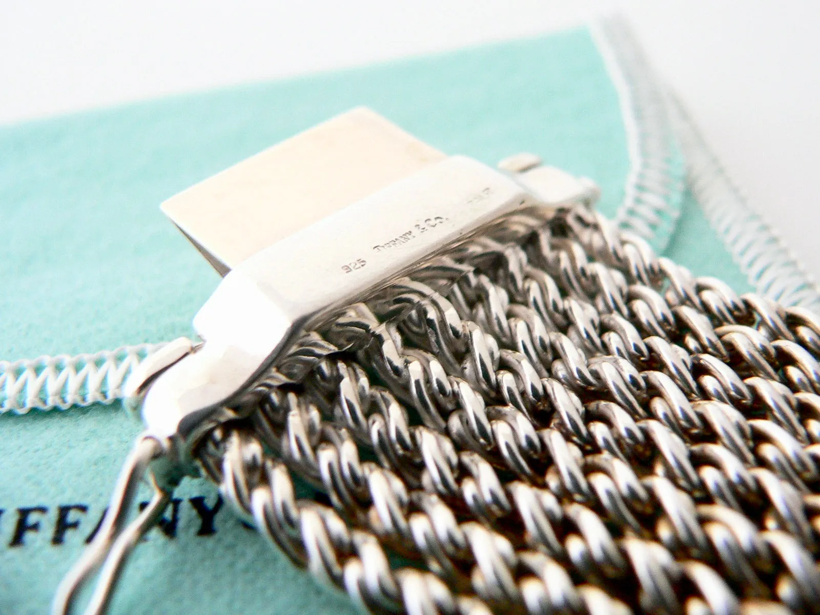 Tiffany & Co Silver 9 Nine Cable Rope Link Bracelet Bangle Gift Love Pouch