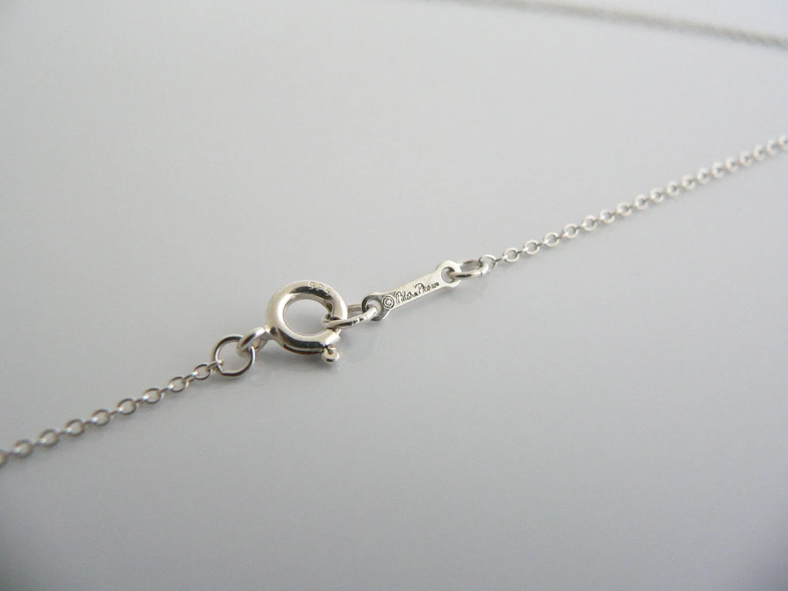 Tiffany & Co Silver Blue Flower Necklace Pendant Charm Chain Palina Gift Pouch