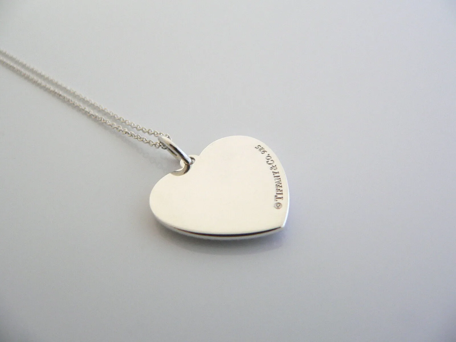 Tiffany & Co Silver Love Heart Necklace Pendant Charm Chain Gift Bead Beaded