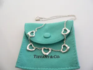 Tiffany & Co Silver Peretti 5 Five Open Heart Pendant Necklace Charm Chain Gift