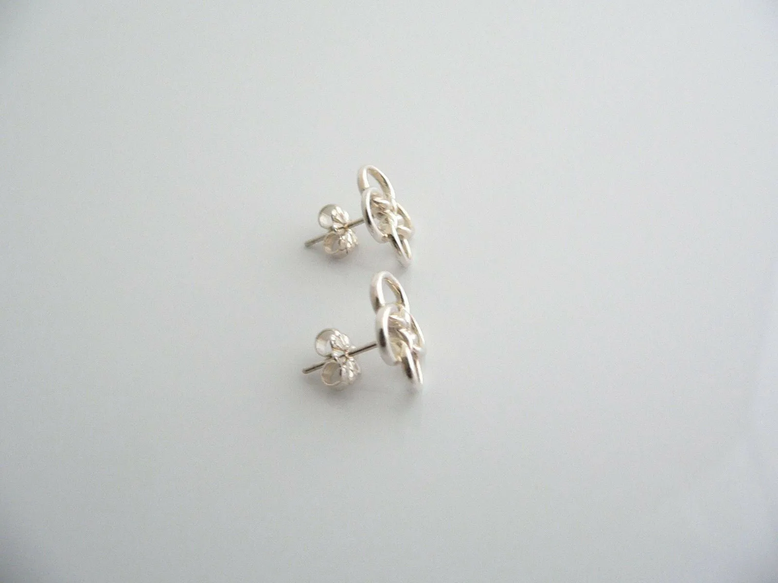 Tiffany & Co Silver Peretti Quadrifoglio Lucky Clover Earrings Studs Gift Love