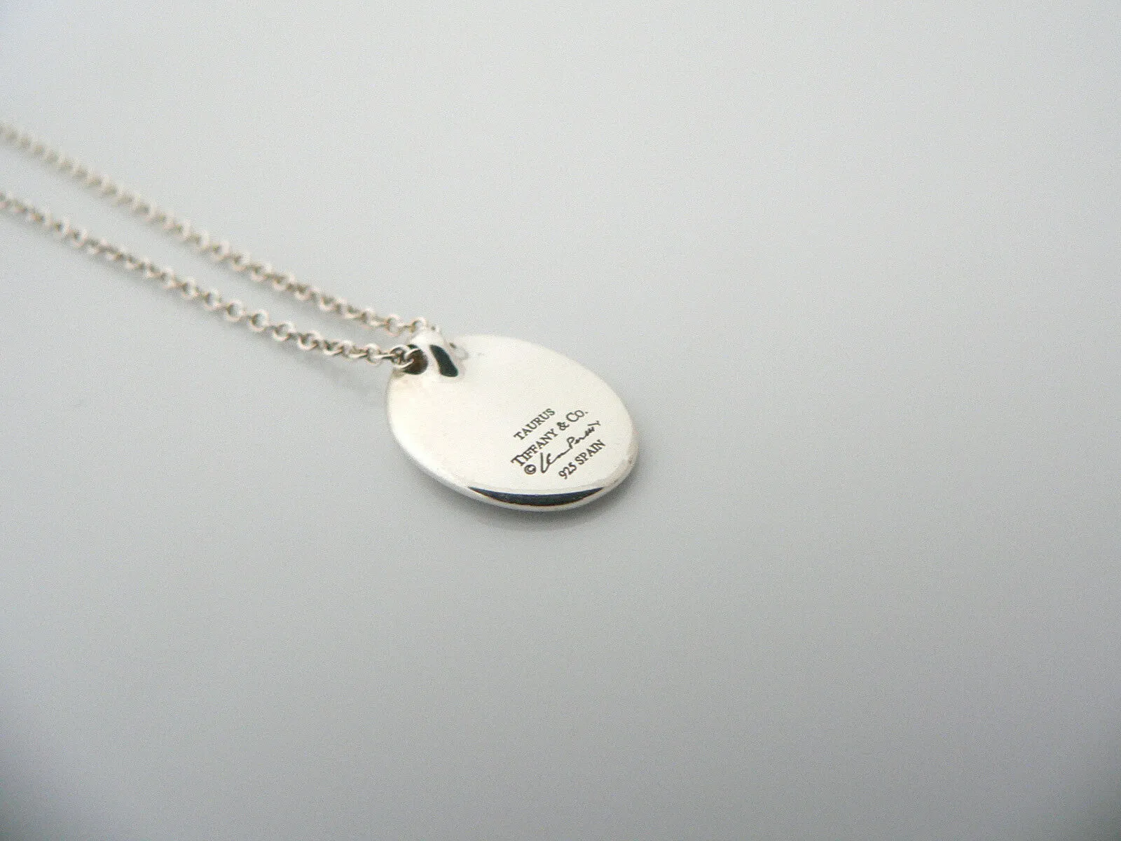 Tiffany & Co Silver Peretti Taurus Zodiac Necklace Pendant Charm 18 Inch Gift