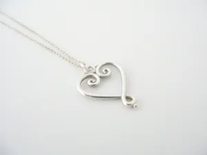 Tiffany & Co Silver Picasso Venezia Goldoni Heart Necklace Pendant 19 In Longer